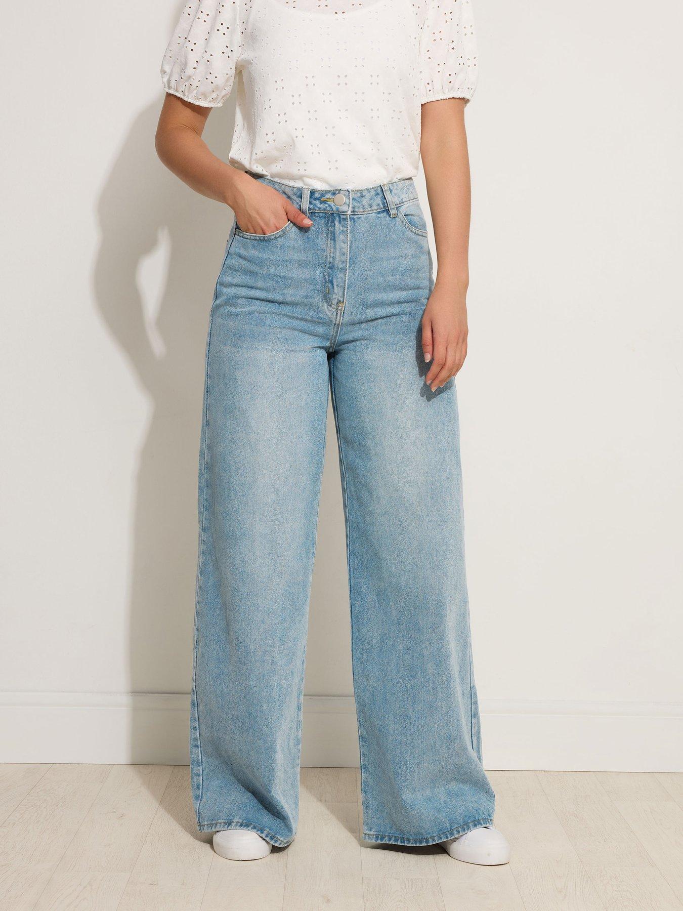 Image 1 of 5 of Long Tall Sally Light Wash Palazzo Jean 34" - Blue