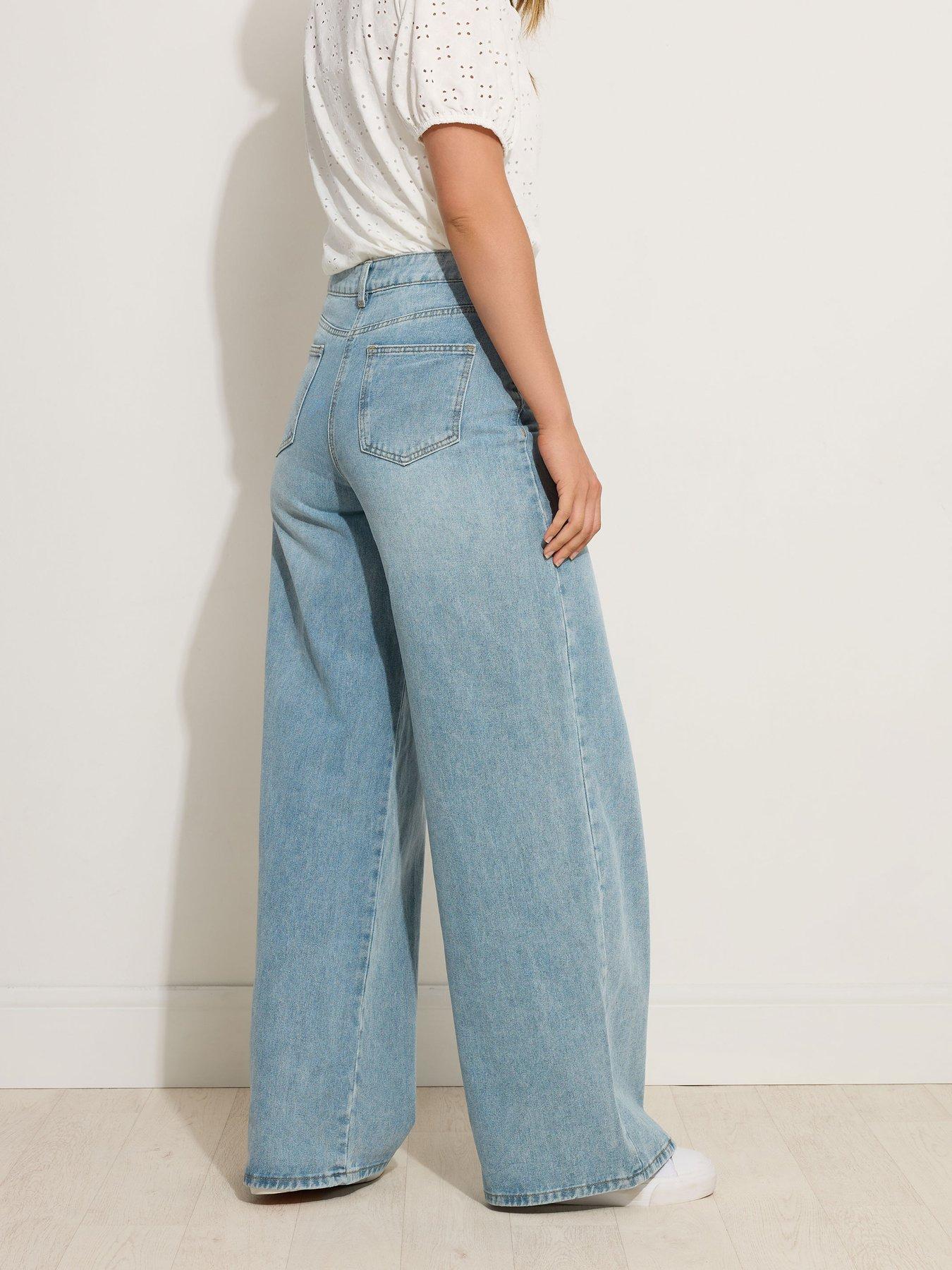 Image 2 of 5 of Long Tall Sally Light Wash Palazzo Jean 34" - Blue