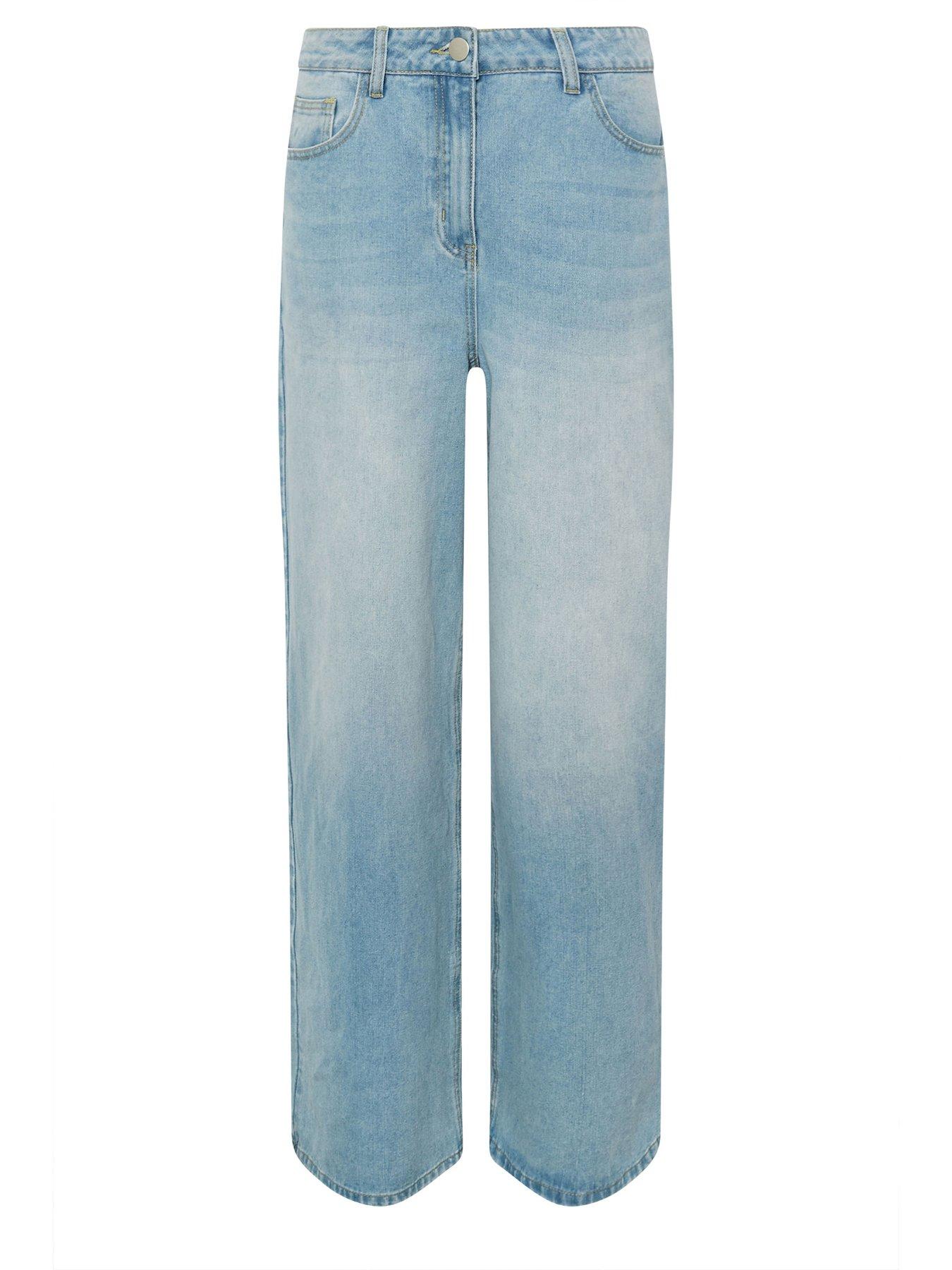 Image 5 of 5 of Long Tall Sally Light Wash Palazzo Jean 34" - Blue