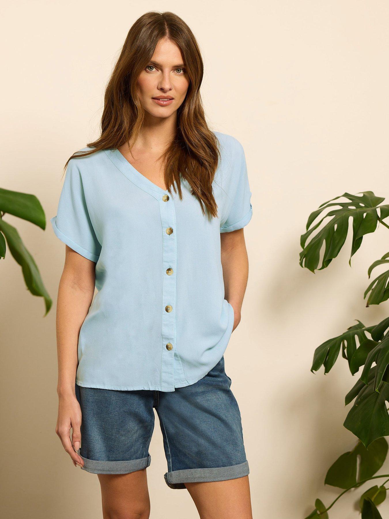 undefined Acid Wash Button Through Blouse