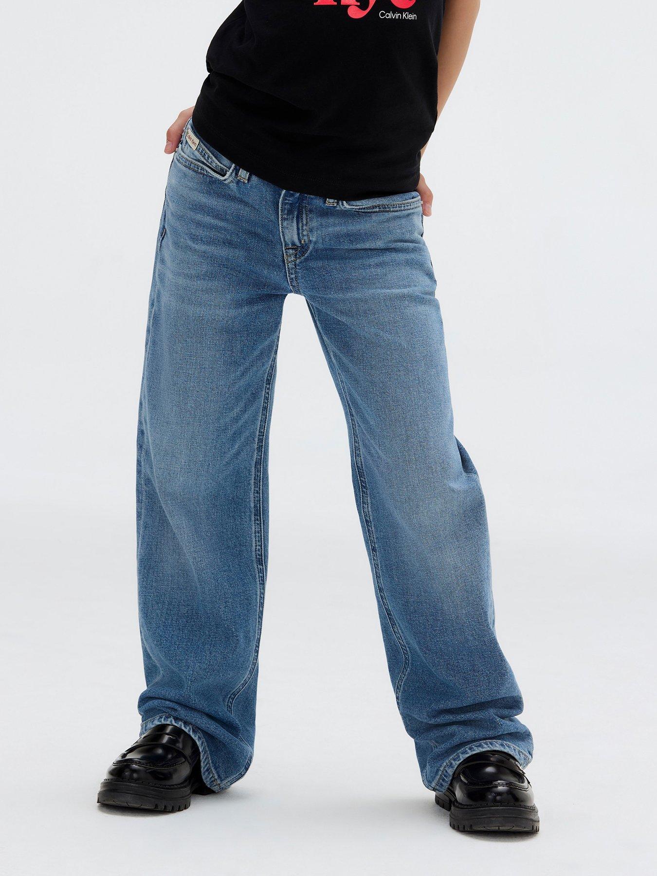 Calvin Klein Jeans Girls Wide Leg Authentic Denim Jeans - Blue
