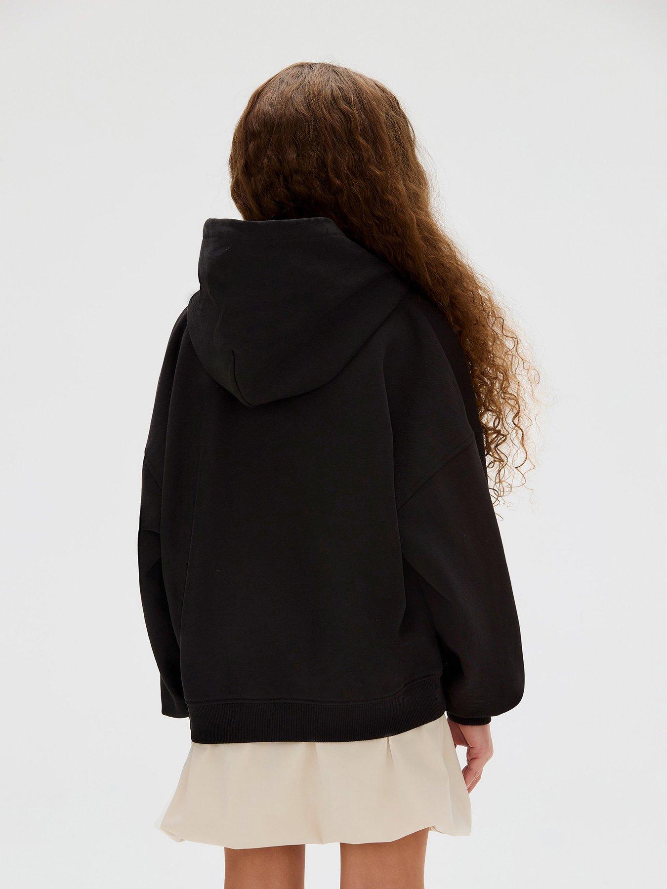 Image 2 of 5 of Calvin Klein Jeans Girls Pearl Signature Terry Hoodie - Black