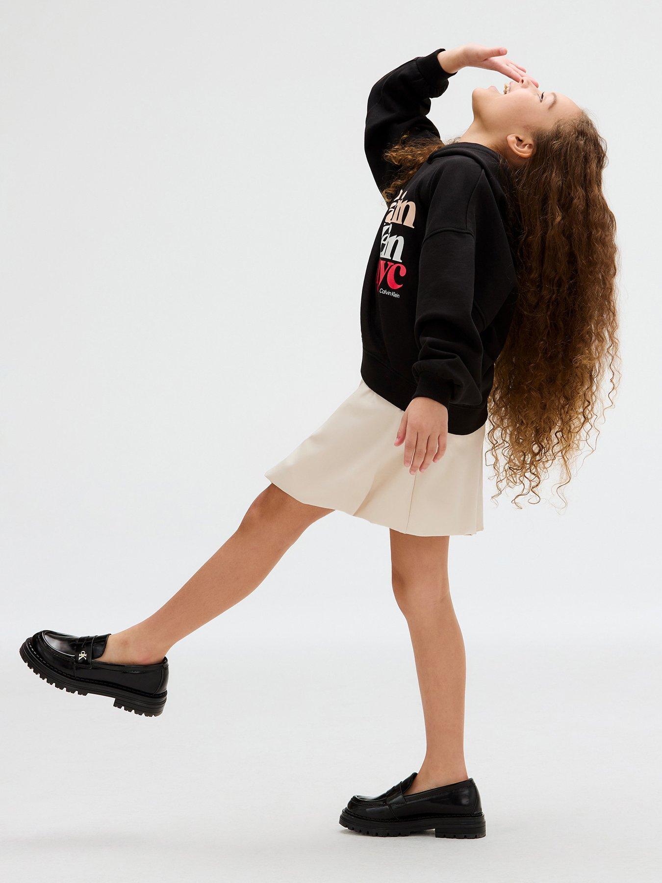 Image 3 of 5 of Calvin Klein Jeans Girls Pearl Signature Terry Hoodie - Black