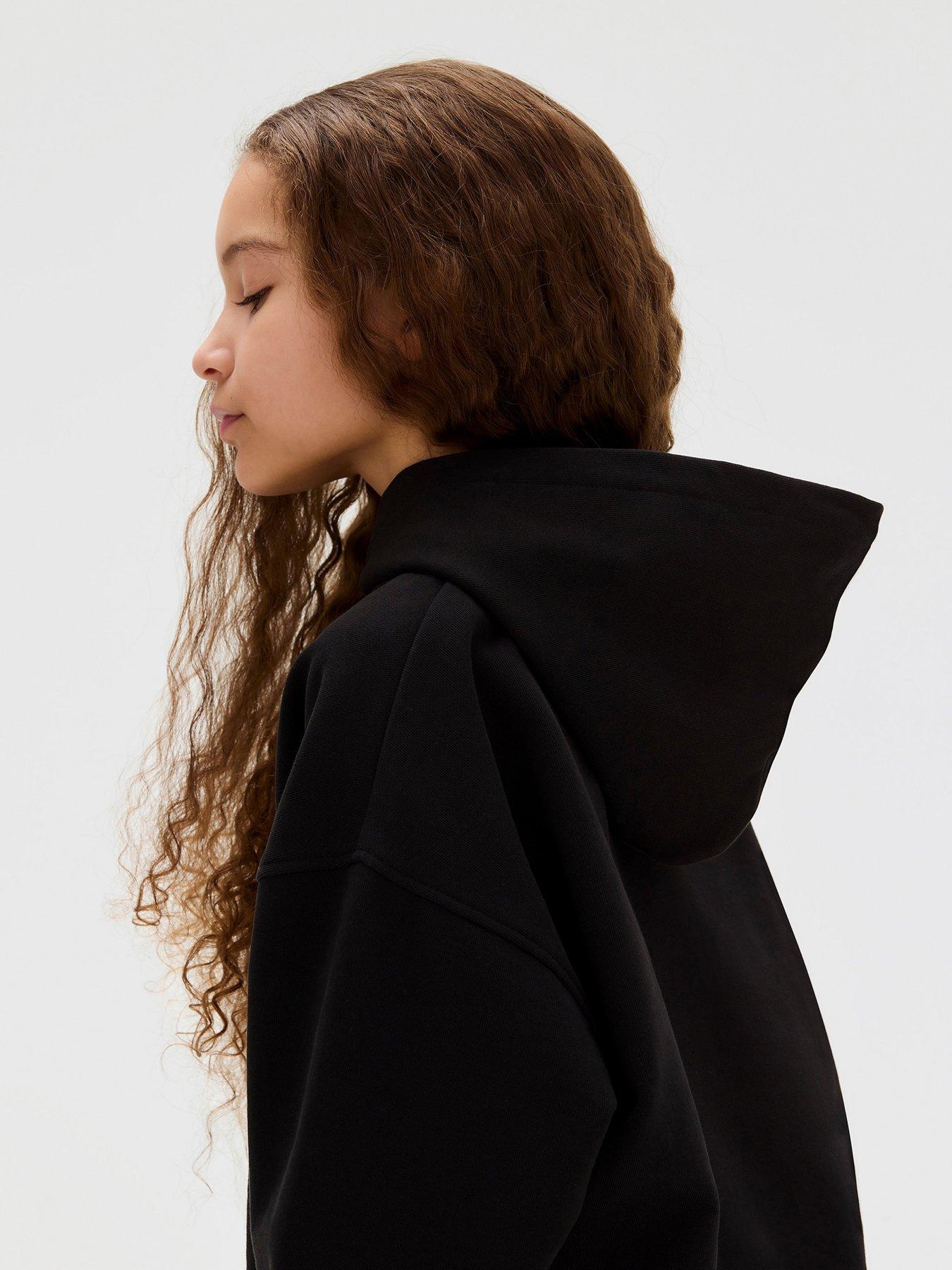 Image 4 of 5 of Calvin Klein Jeans Girls Pearl Signature Terry Hoodie - Black