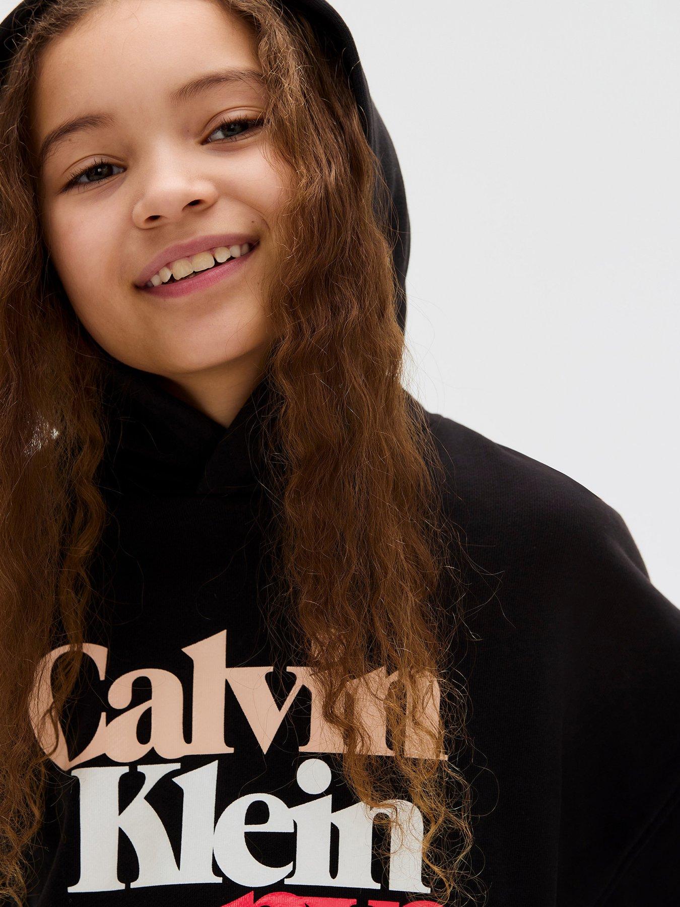 Image 5 of 5 of Calvin Klein Jeans Girls Pearl Signature Terry Hoodie - Black
