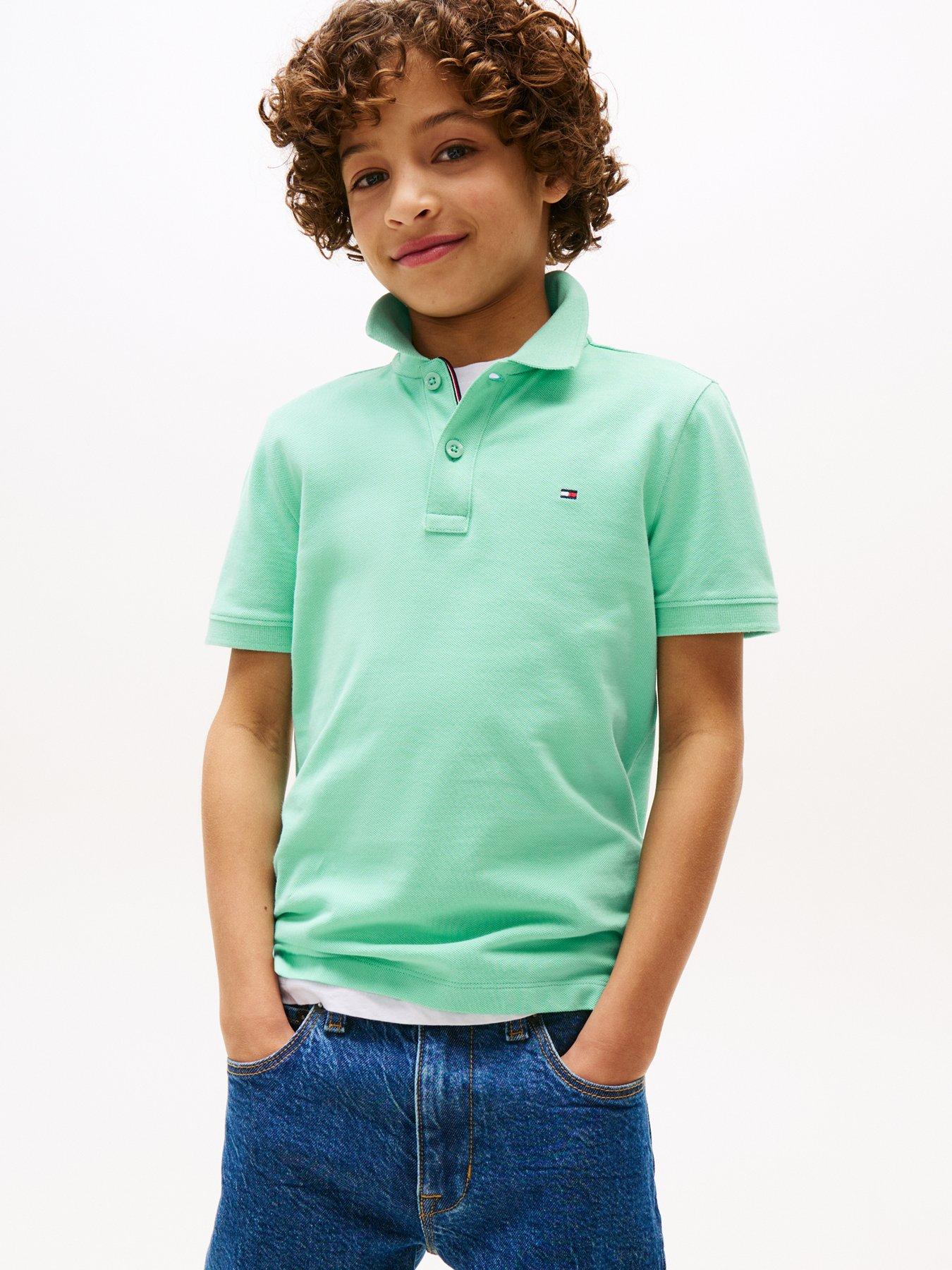 undefined Boys Flag Logo Short Sleeve Polo Shirt - Green