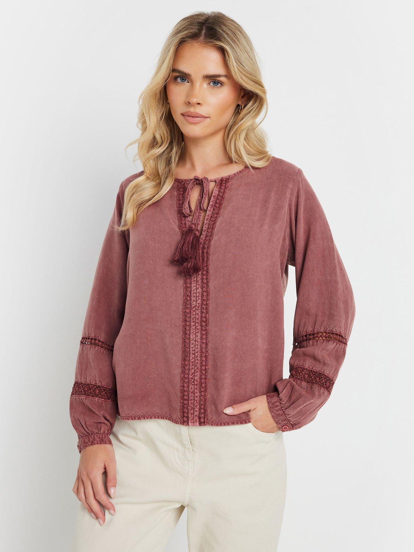 undefined Pt Acid Wash Trim Insert Boho Top