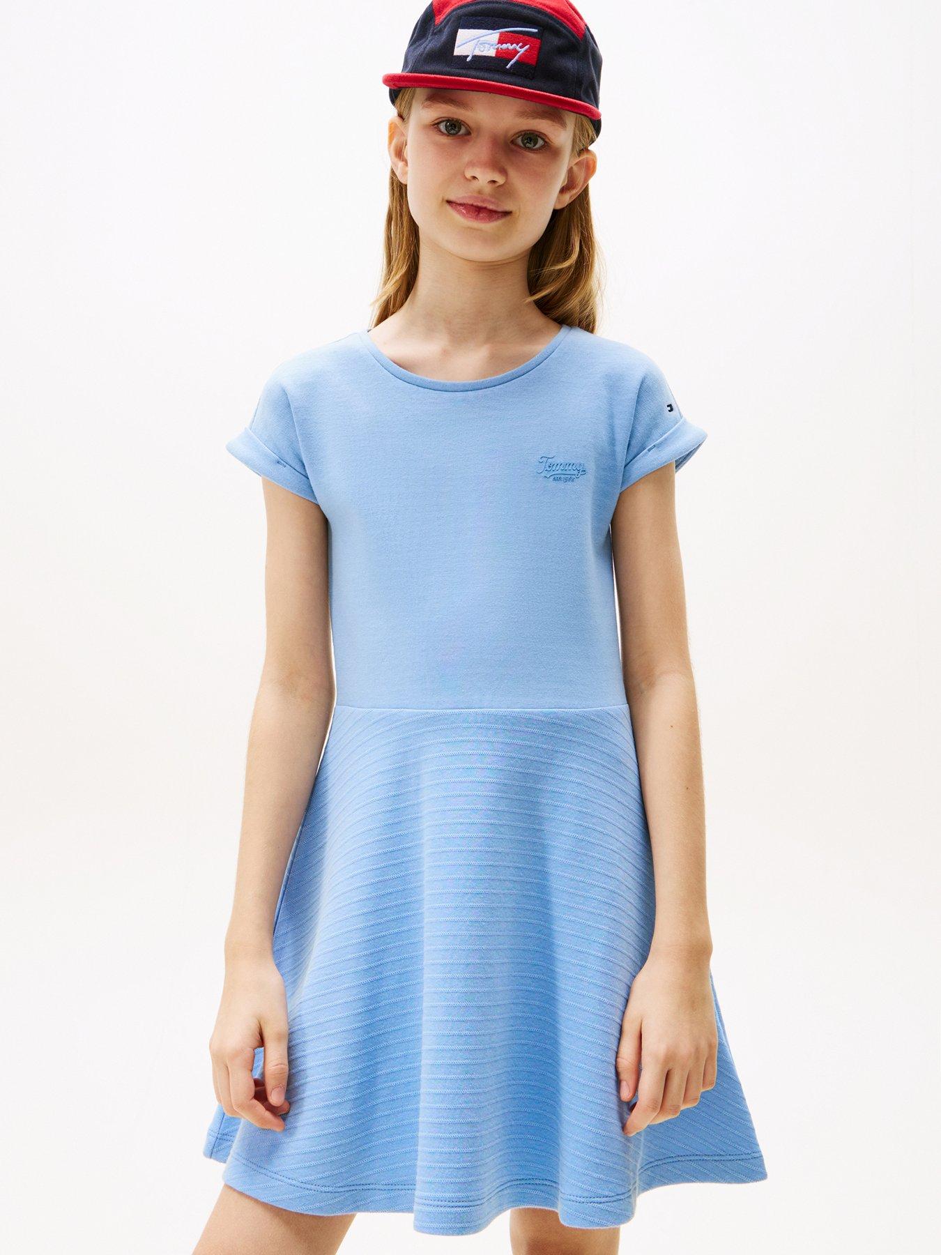 Tommy Hilfiger Girls Spacer Interlock Dress - Blue