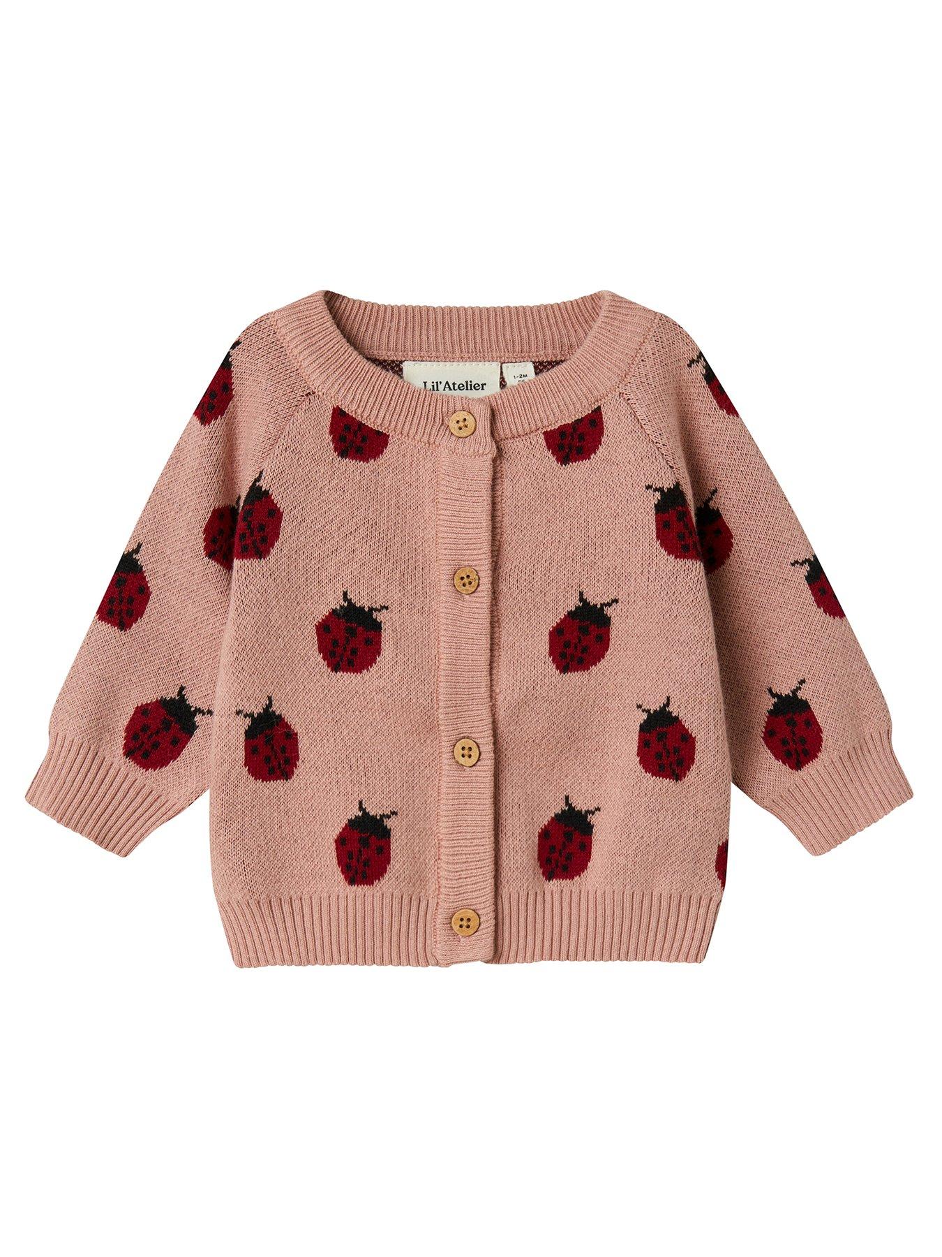 undefined Baby Girls Ladybird Knitted Cardigan - Misty Rose
