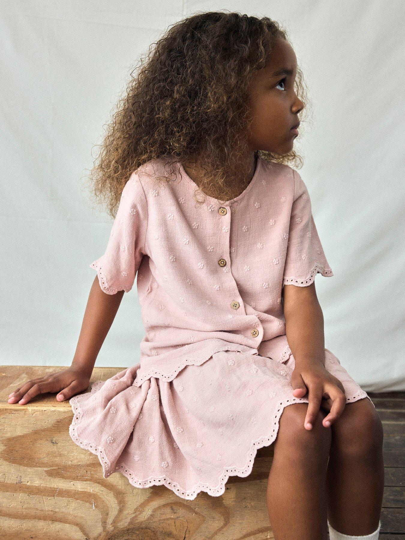 undefined Mini Girls Embroidered Skirt - Misty Rose
