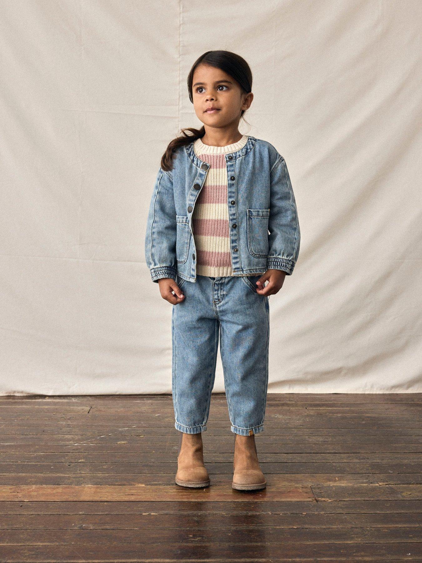 undefined Mini Girls Denim Jacket - Medium Blue Denim