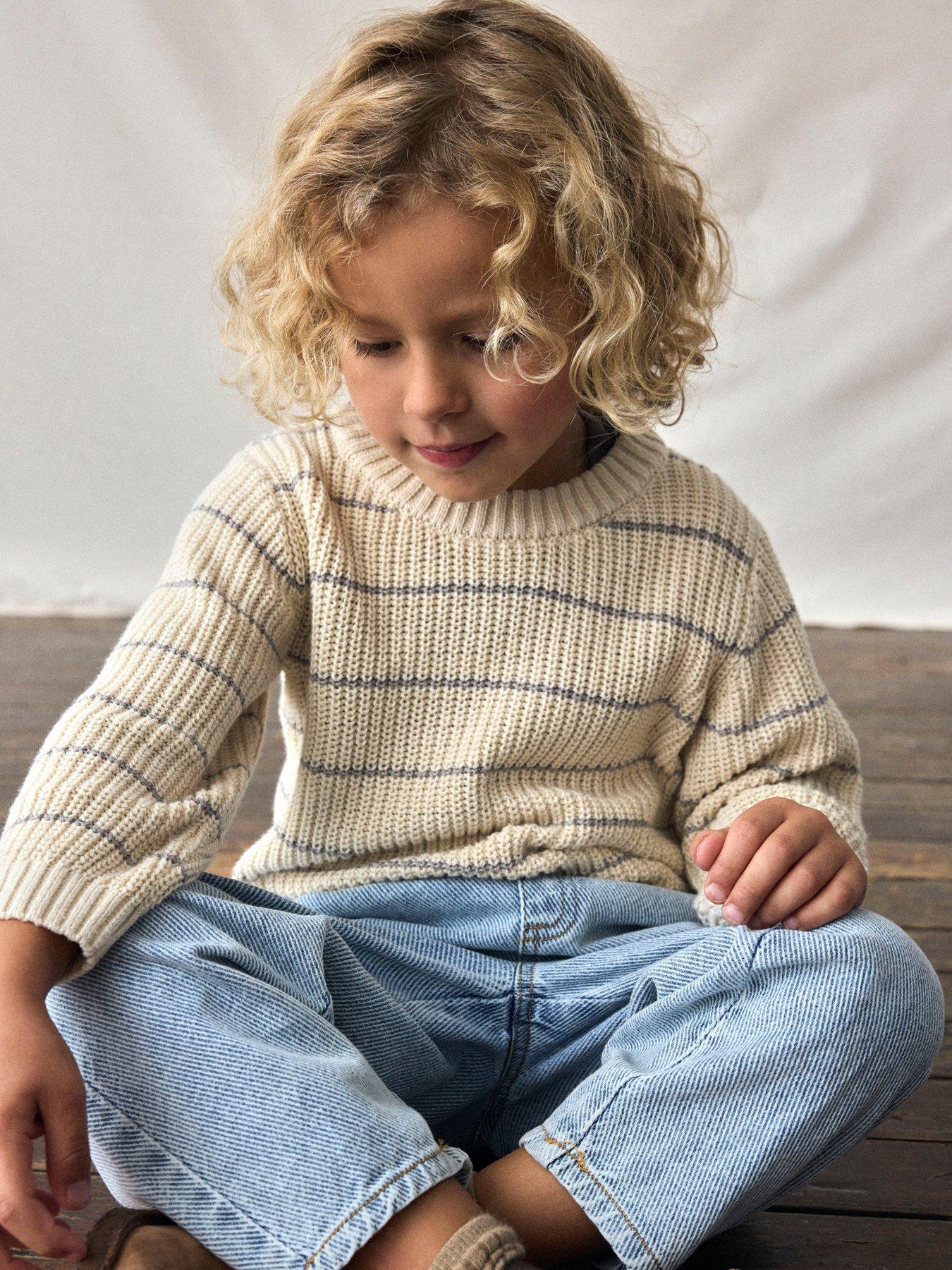 Lil Atelier Mini Boys Striped Knitted Jumper - Turtledove