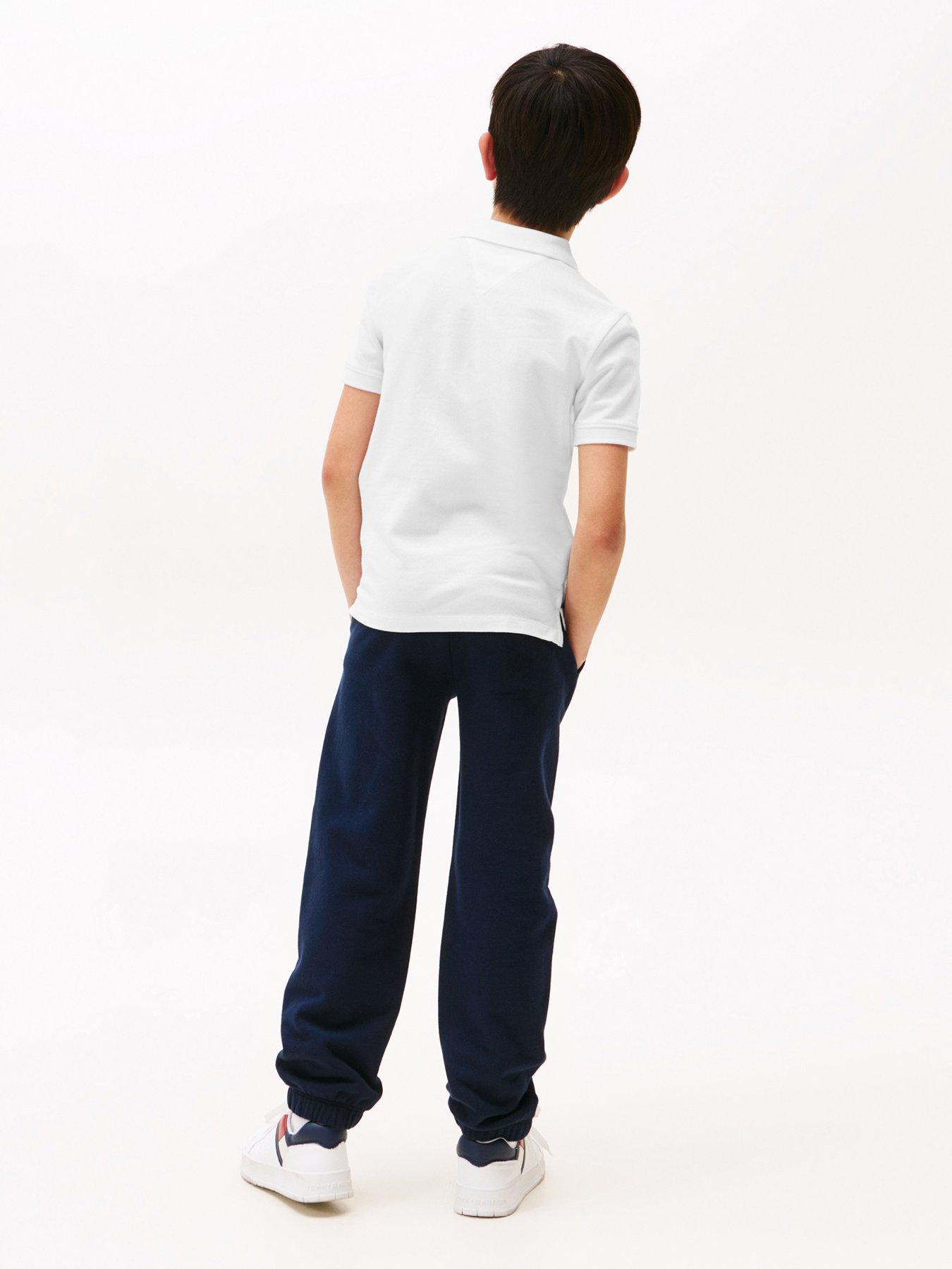 Image 2 of 4 of Tommy Hilfiger Boys Script Flag Short Sleeve Polo Shirt - White