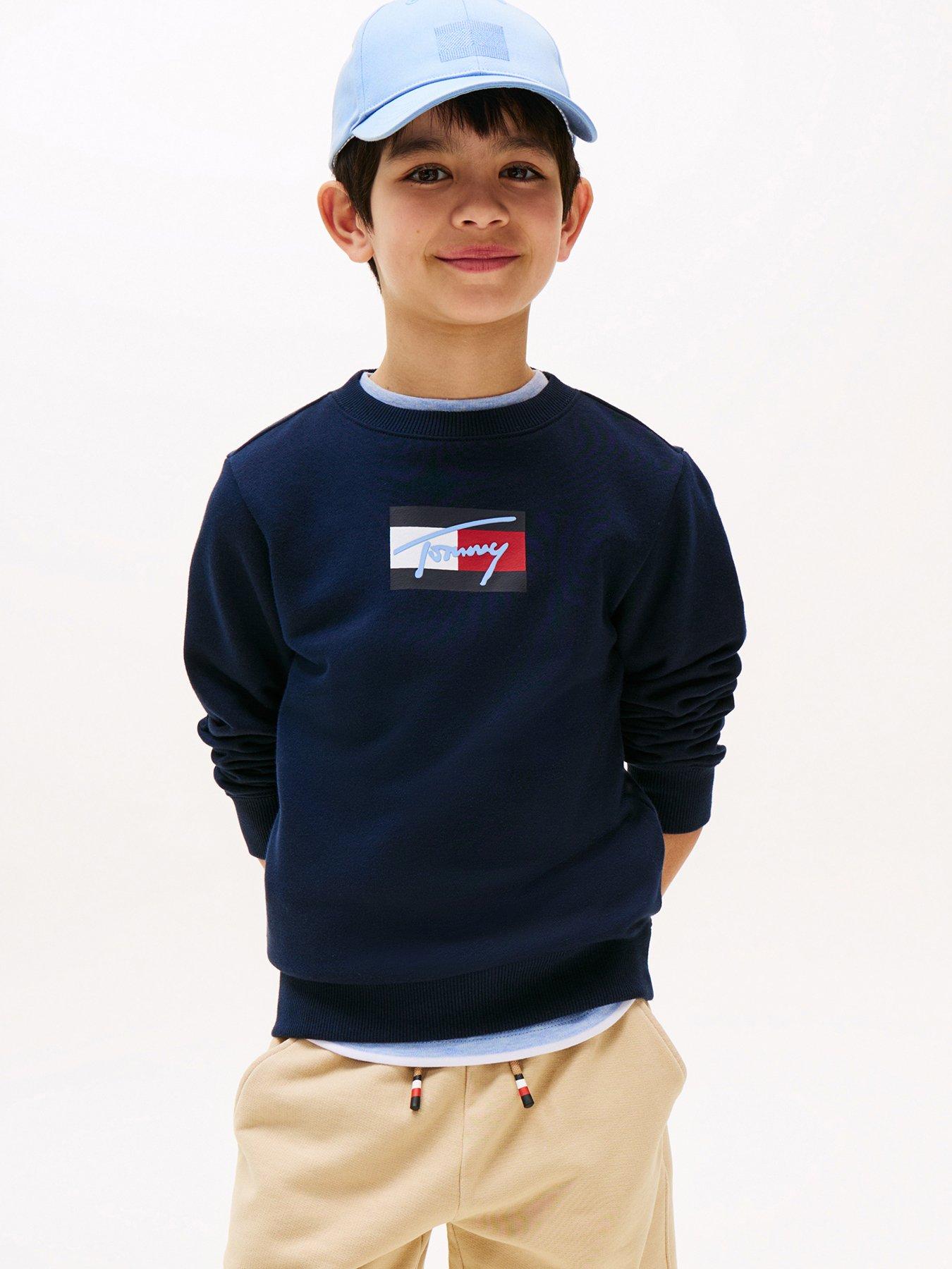 undefined Boys Script Flag Sweatshirt - Navy