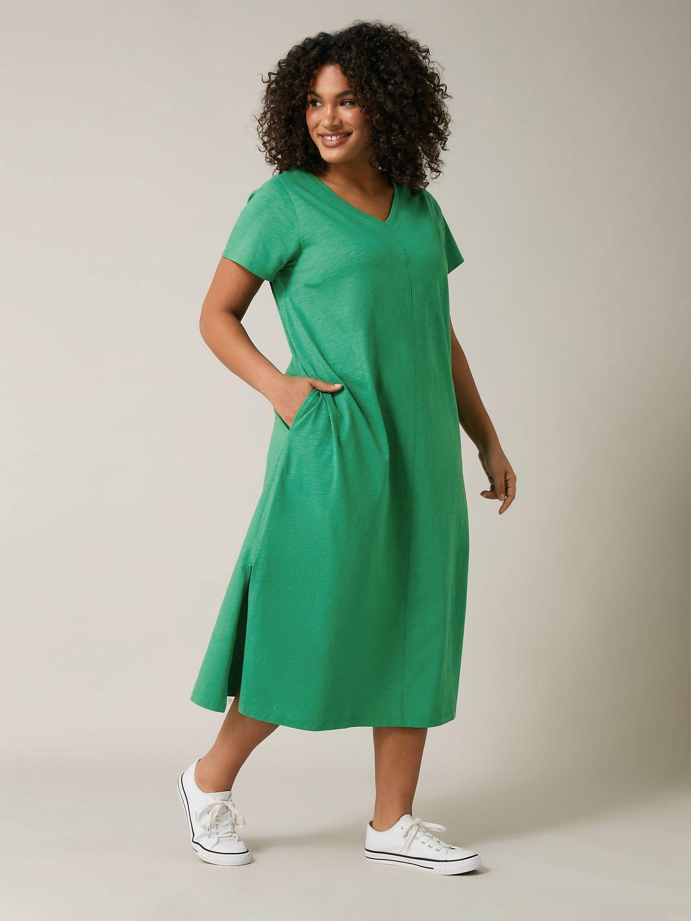 undefined Jersey Slub Dress - Green
