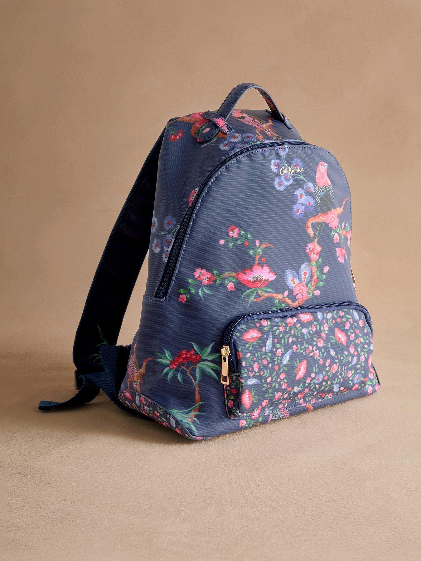 undefined Birds Print Curve Backpack - Navy