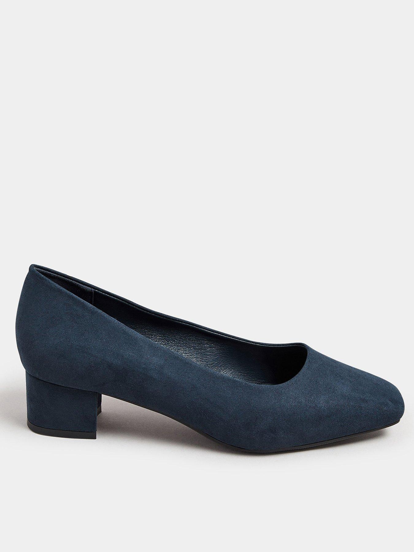 Yours Extra Wide Fit Square Toe Court Shoe - Blue | Very