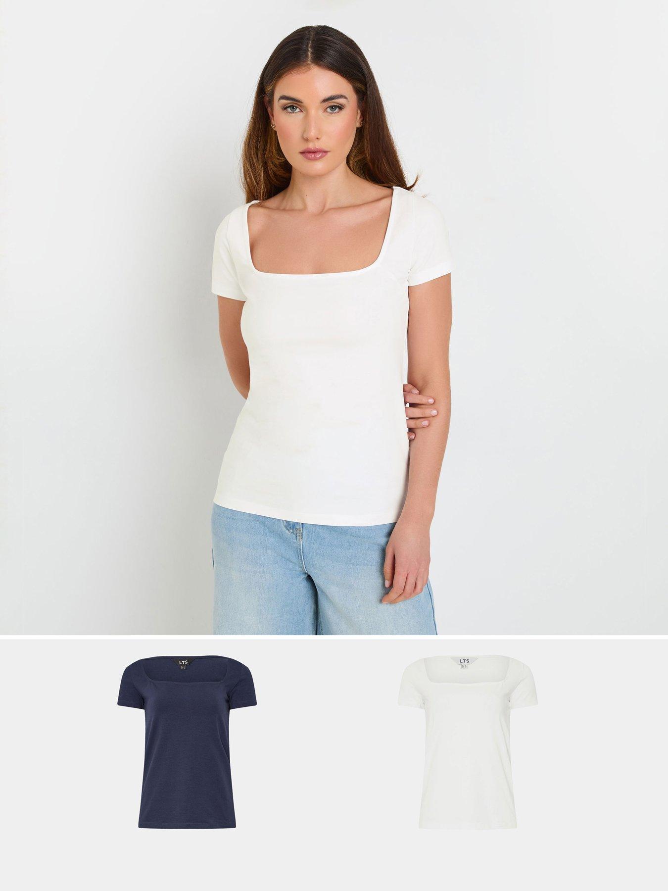 undefined Tall 2 Pack Square Neck T-shirt - Multi