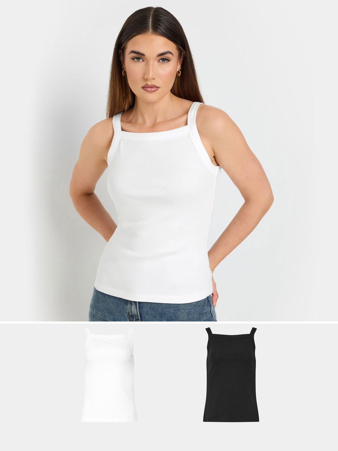 undefined Tall 2 Pack High Neck Rib Vest Top - Multi