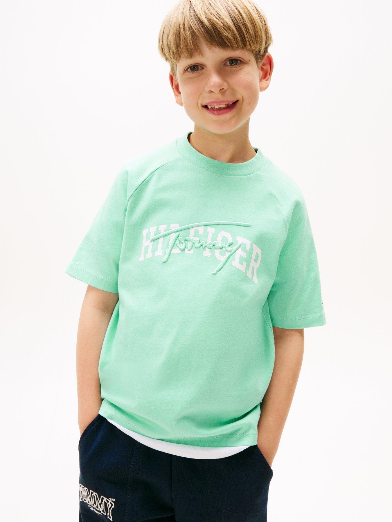 undefined Boys Th Mixed Graphic Short Sleeve T-Shirt - Green
