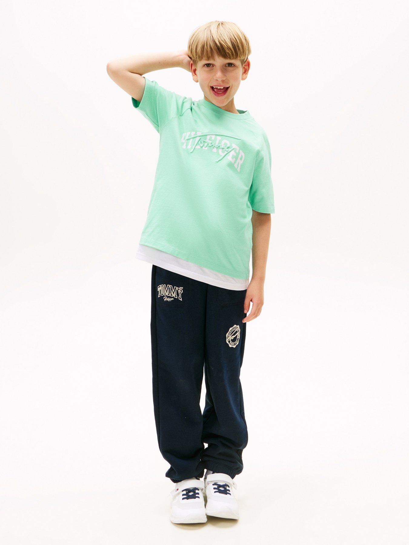 Image 3 of 4 of Tommy Hilfiger Boys Th Mixed Graphic Short Sleeve T-Shirt - Green