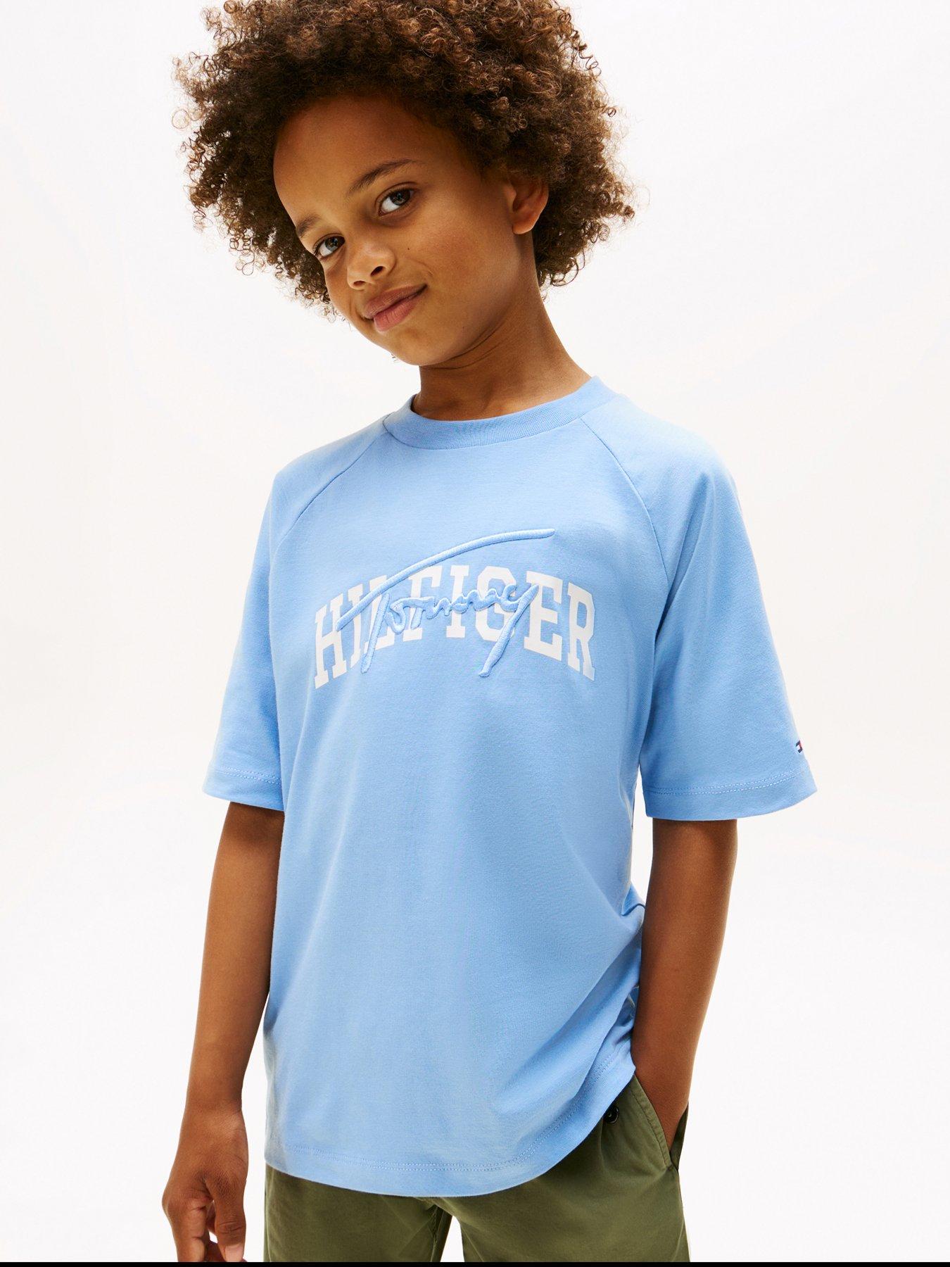 Tommy Hilfiger Boys Th Mixed Graphic Short Sleeve T-Shirt - Blue