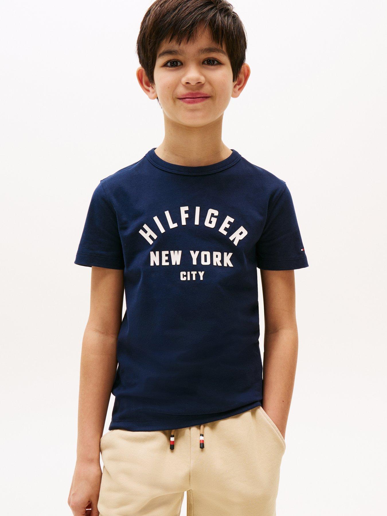 Tommy Hilfiger Boys Curved Graphic Short Sleeve T-Shirt - Navy