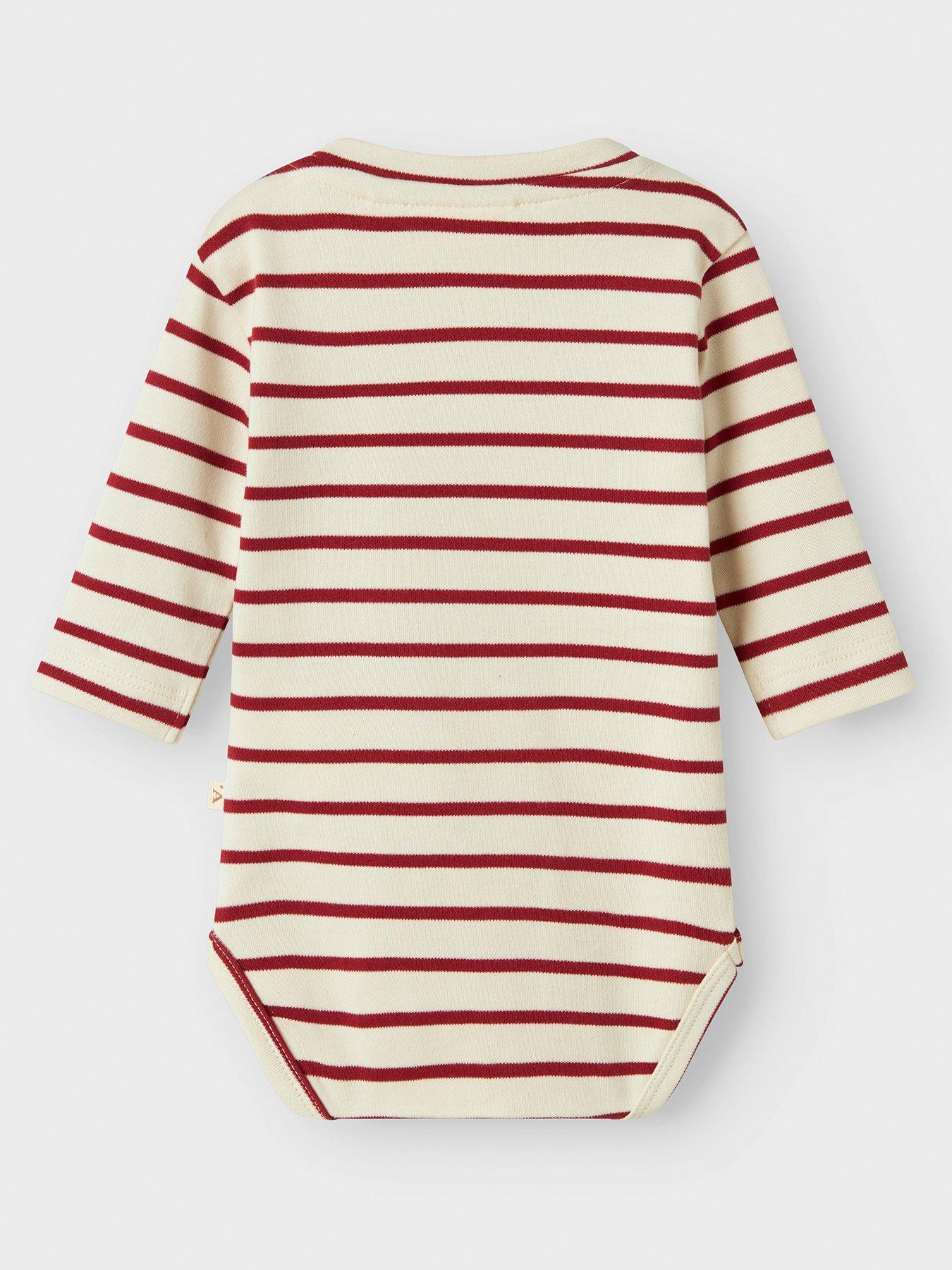 Lil Atelier Baby Girls Striped Long Sleeve Bodysuit Red Very