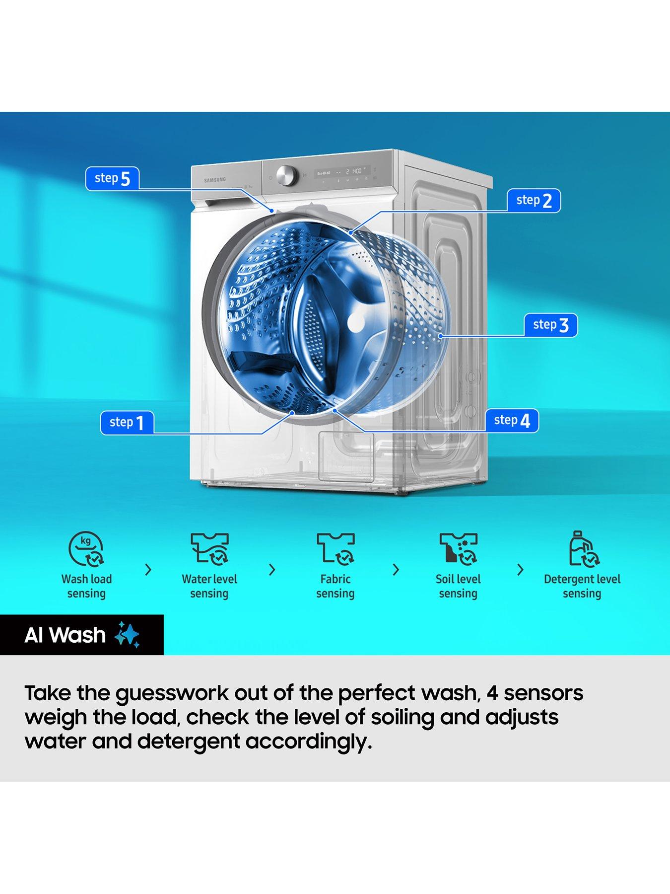 Image 5 of 7 of Samsung Series 5 AI Energy WD90DG5G34BBEU 9kg Wash, 5kg Dry, 1400rpm Spin Smart Slim Depth Washer Dryer - Black