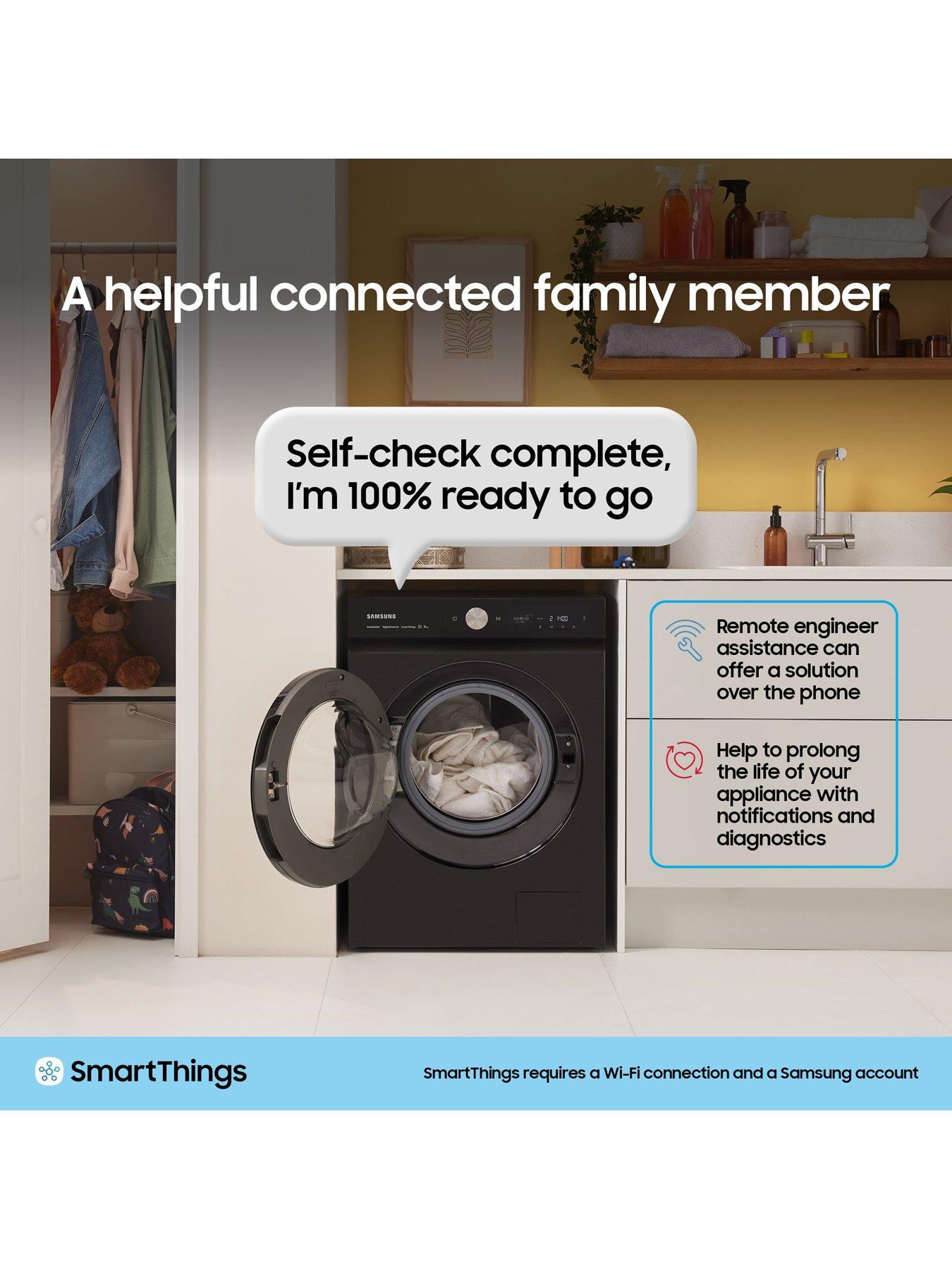 Image 6 of 7 of Samsung Series 5 AI Energy WD90DG5G34BBEU 9kg Wash, 5kg Dry, 1400rpm Spin Smart Slim Depth Washer Dryer - Black
