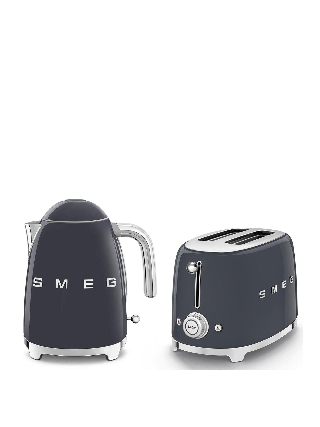Image of Smeg EEJB156 50s Retro Style Kettle and 2-Slice Toaster - Grey