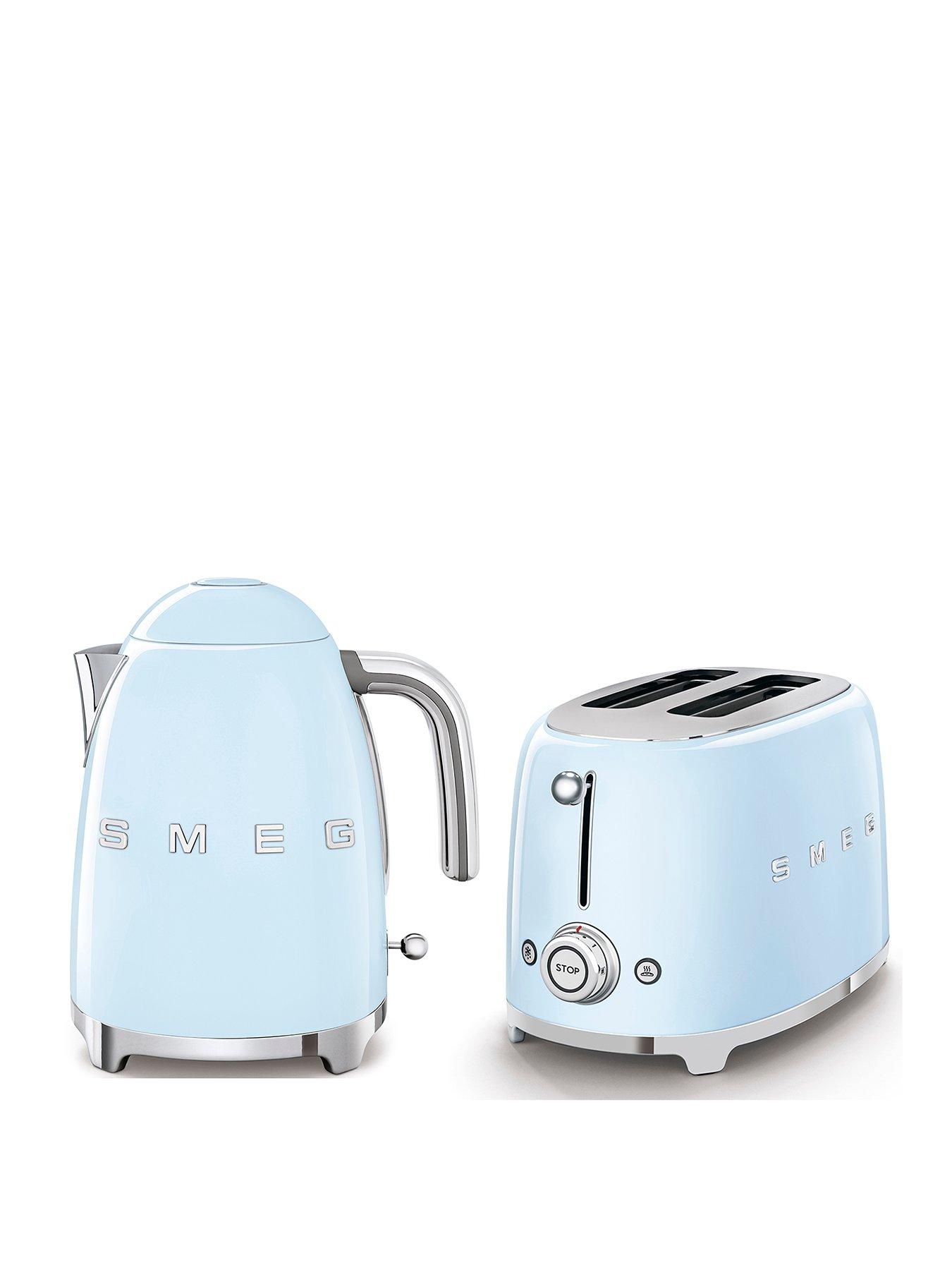 undefined EEJB112 50s Retro Style Kettle and 2-Slice Toaster - Pastel Blue
