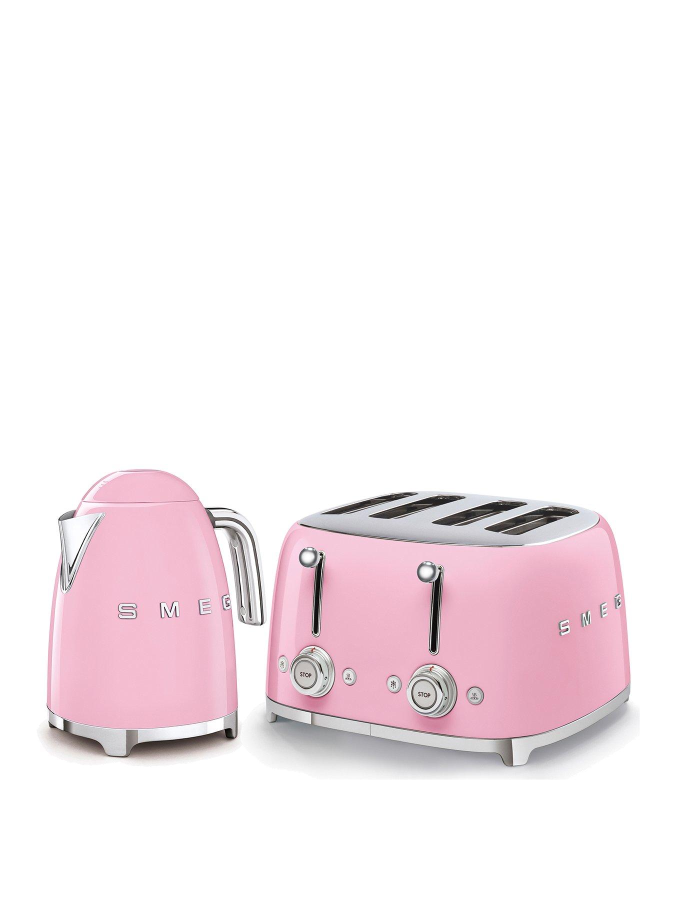 undefined EEJB167 50s Retro Style Kettle and 4-Slice Toaster - Pastel Pink