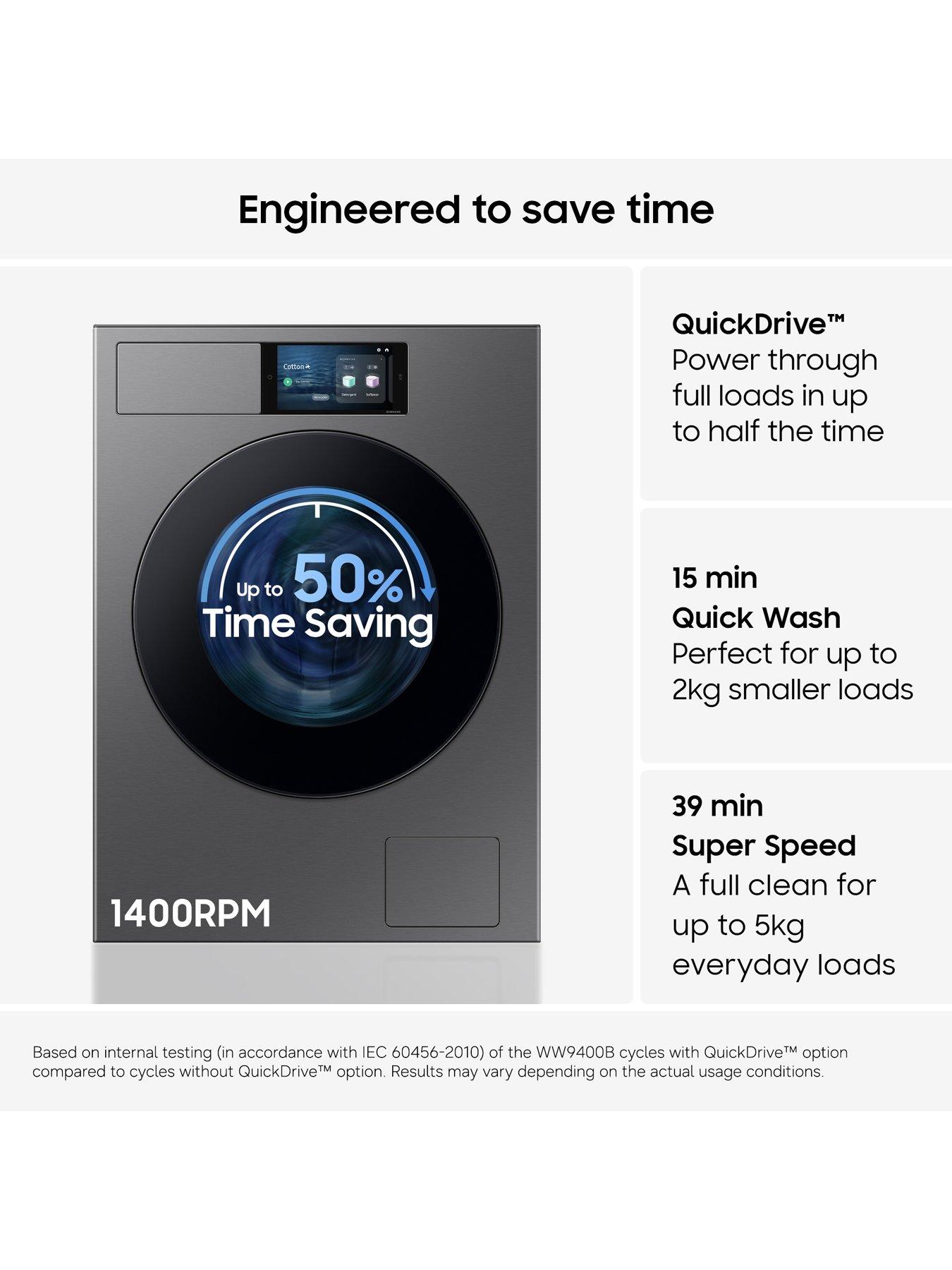 Image 6 of 8 of Samsung Series 9 AI Home WF90F09C4SU1 9kg Load 1400rpm Spin Smart Washing Machine - Dark Silver