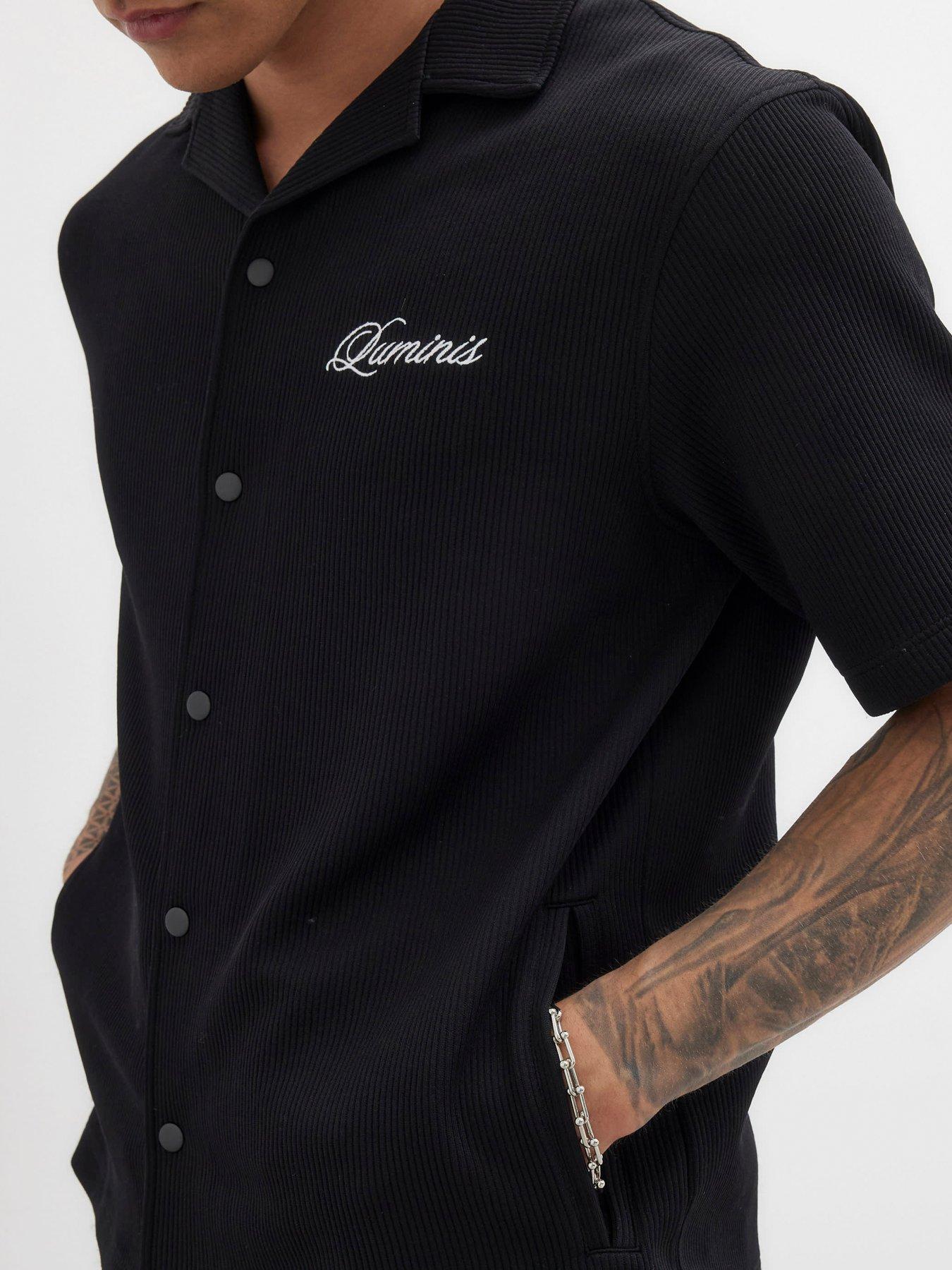 Image 2 of 4 of River Island Regular Fit Luminis Quilted Shirt - Black