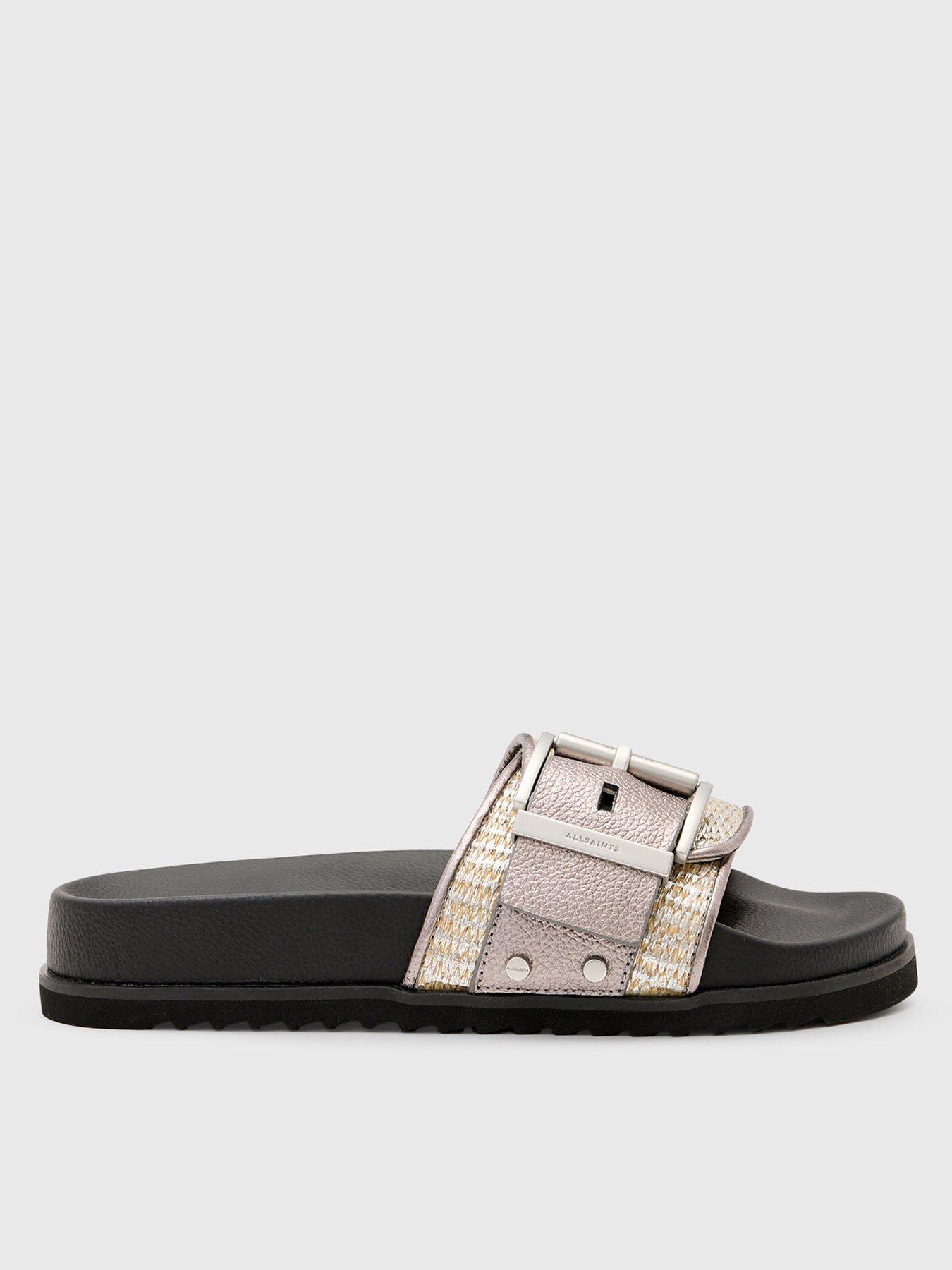 Allsaints Ellie Raffia Sliders - Silver