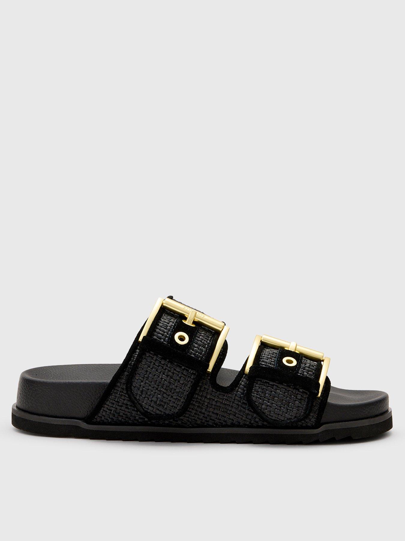 AllSaints Sian Raffia Sandals - Black