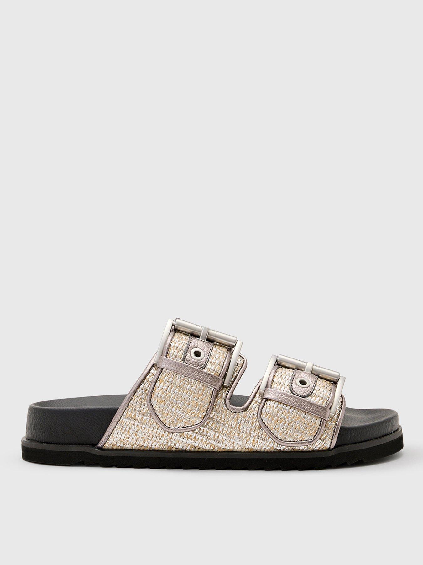 AllSaints Sian Raffia Sandals - Silver