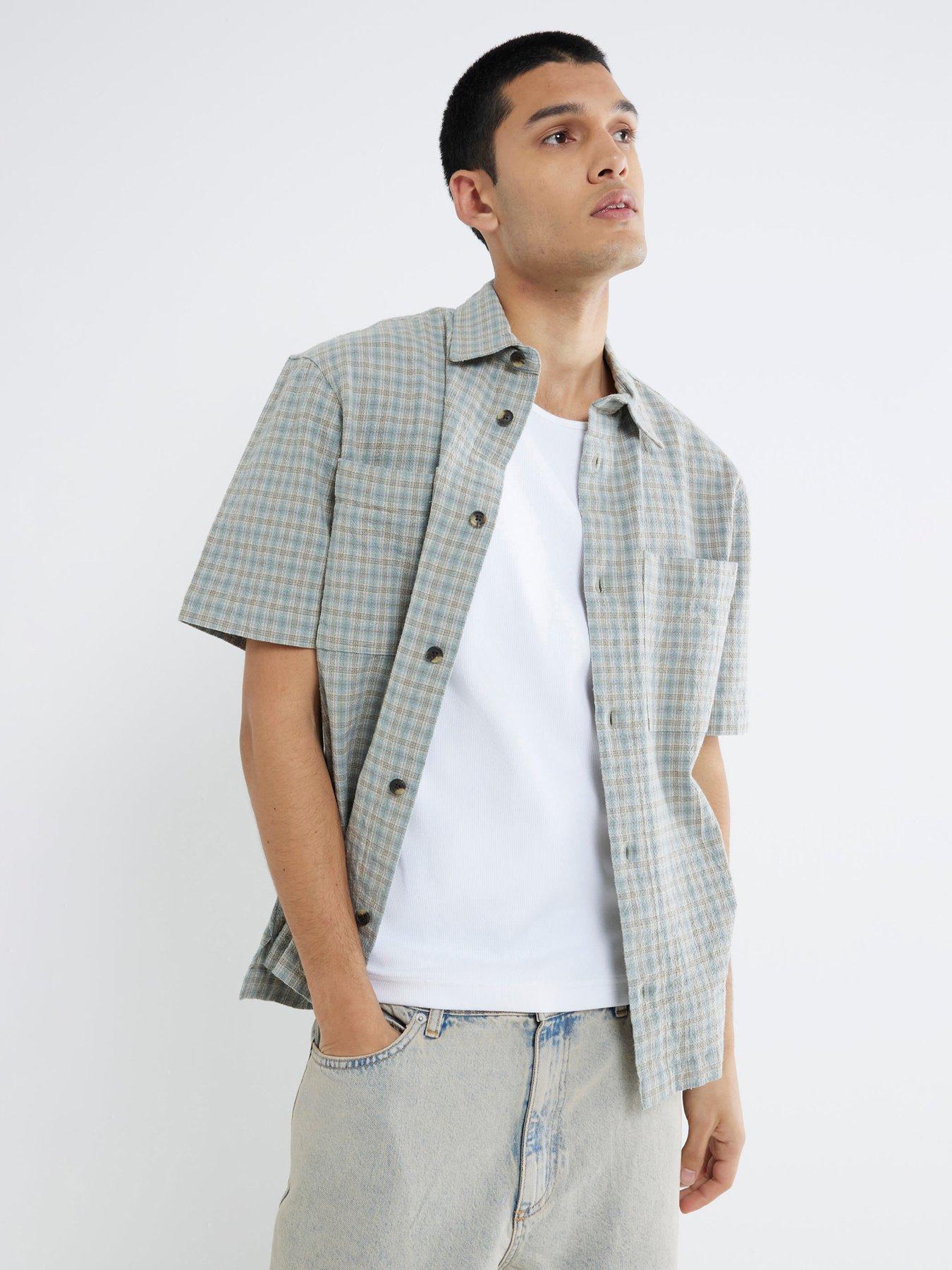 undefined Short Sleeve Check Shirt - Blue