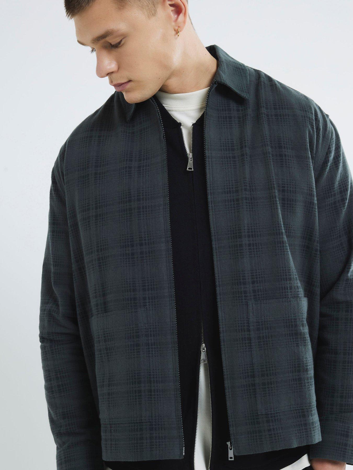 undefined Long Sleeve Graphic Zip Shirt - Dark Grey