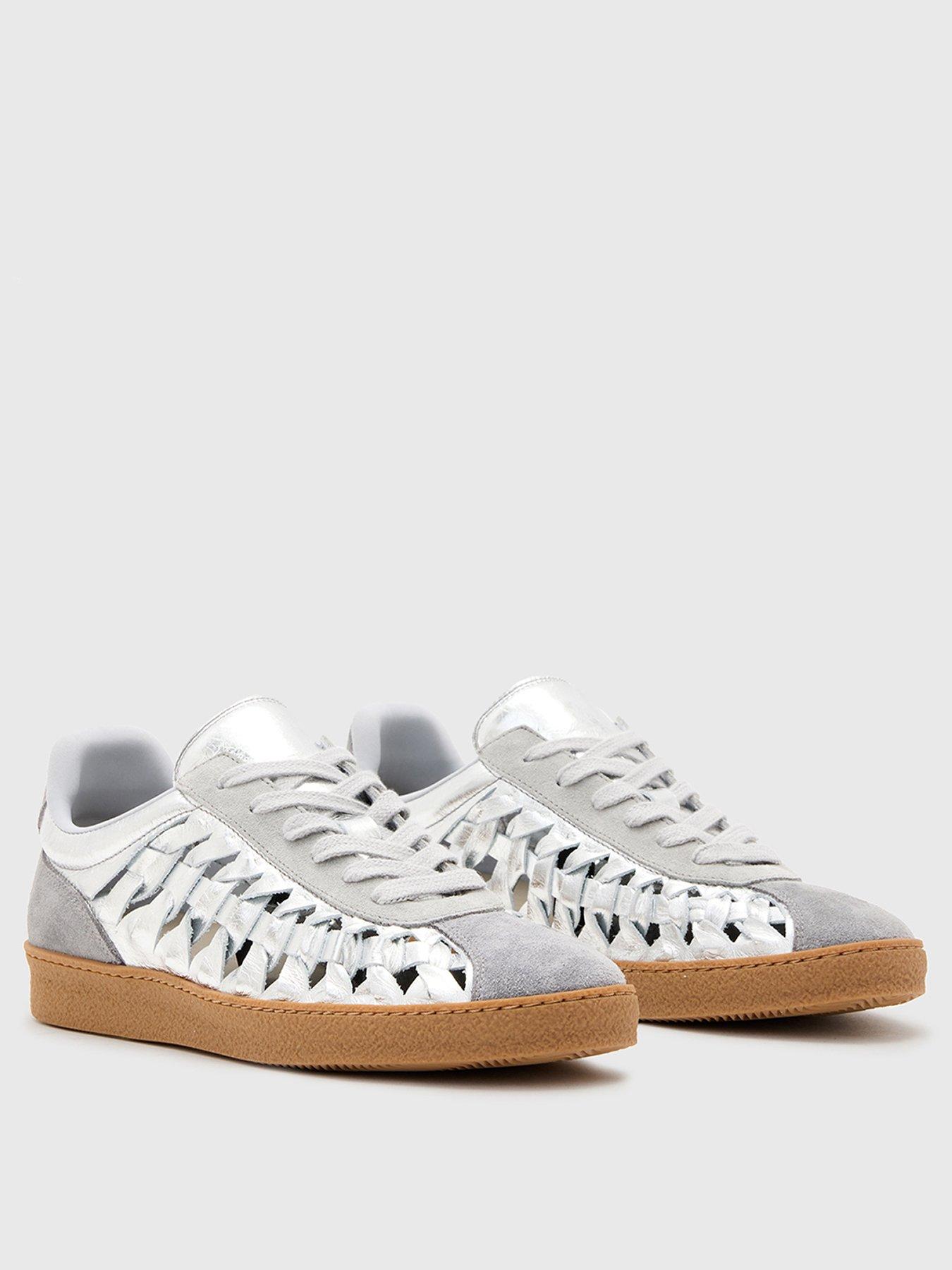 Image 2 of 5 of AllSaints Velma Woven Sneakers - Silver