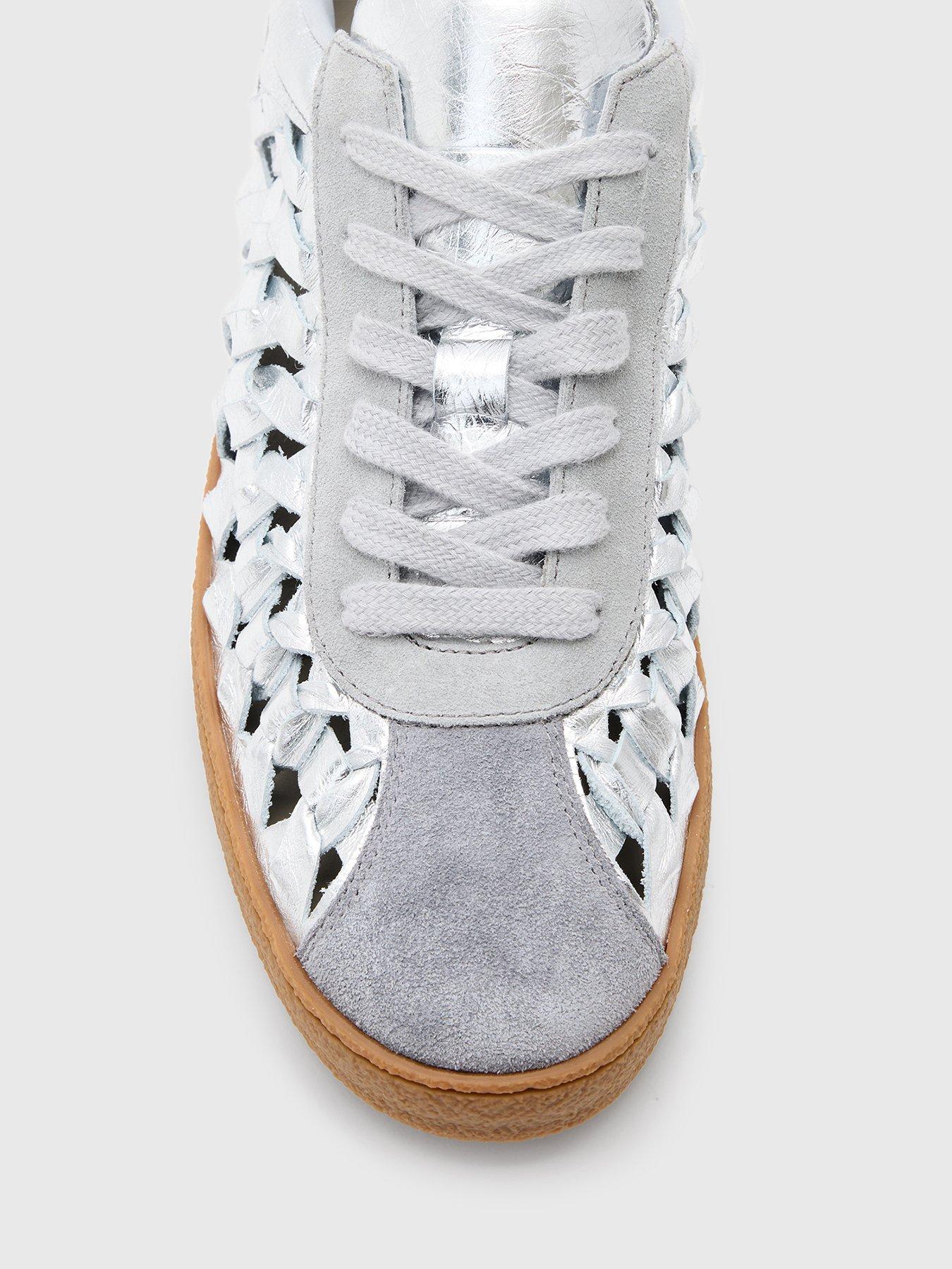 Image 4 of 5 of AllSaints Velma Woven Sneakers - Silver