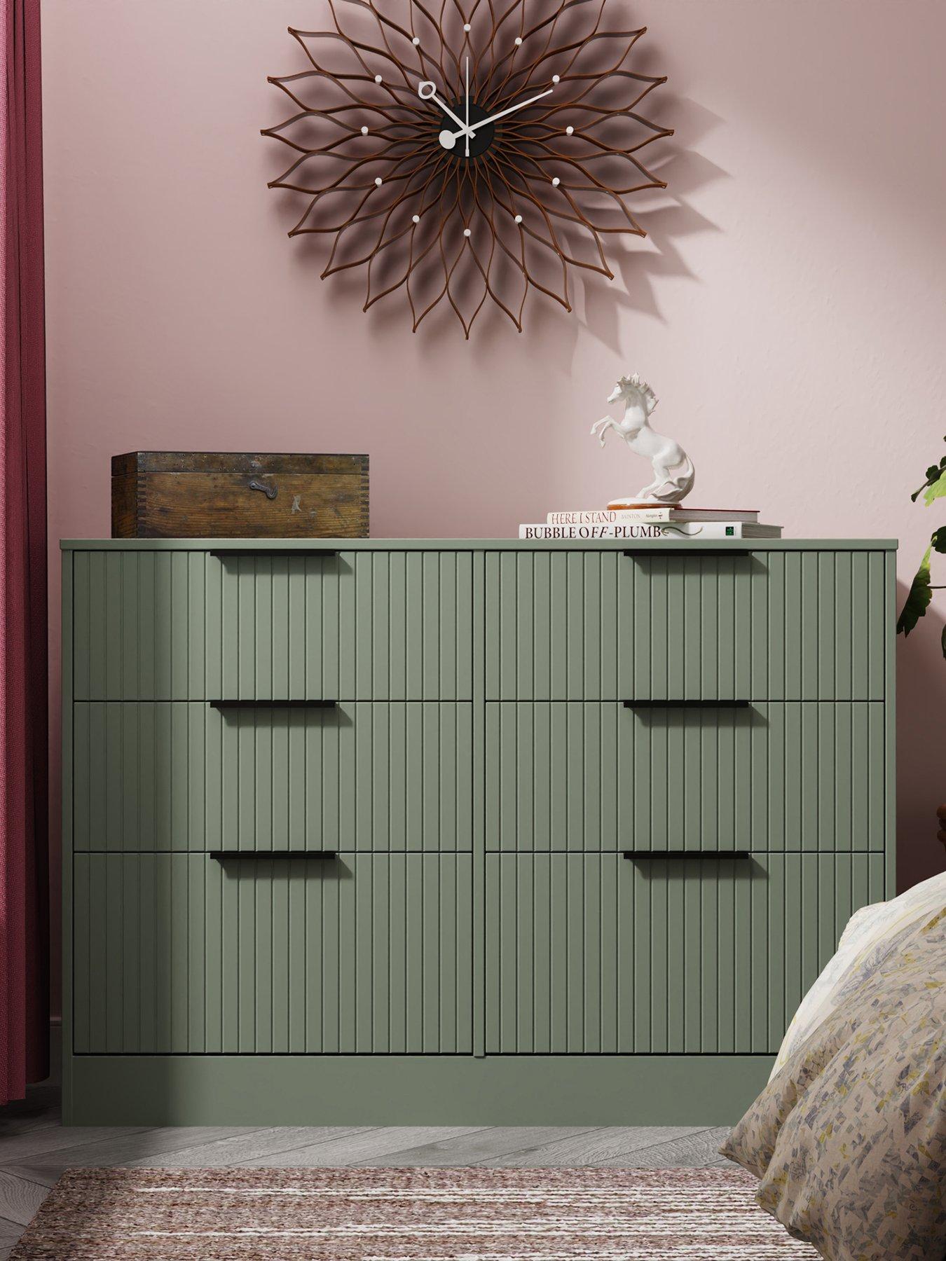 SWIFT Nevada Ready Assembled 6 Drawer Chest - Green
