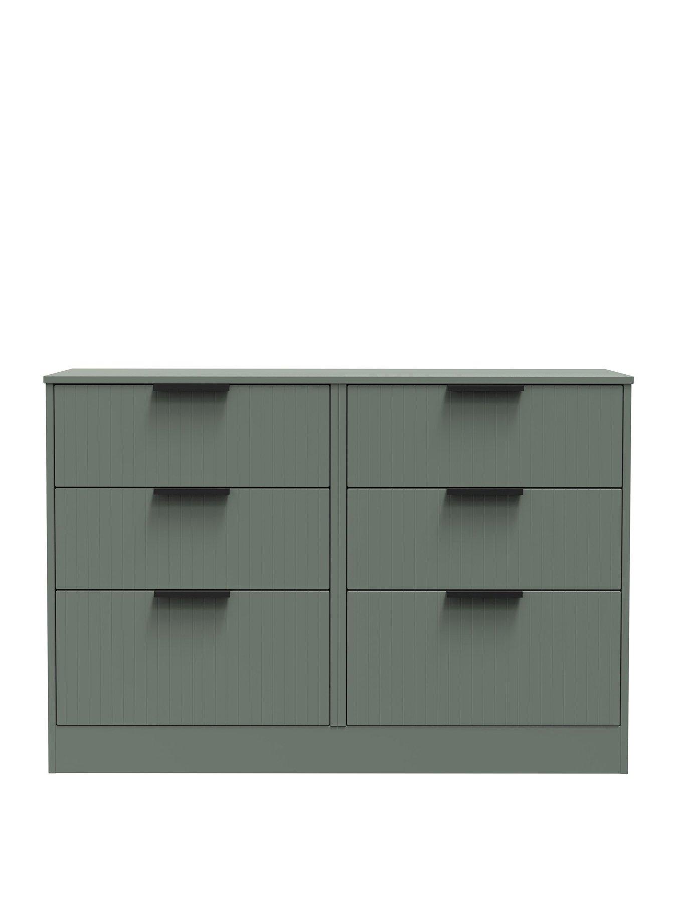 undefined Nevada Ready Assembled 6 Drawer Chest - Green
