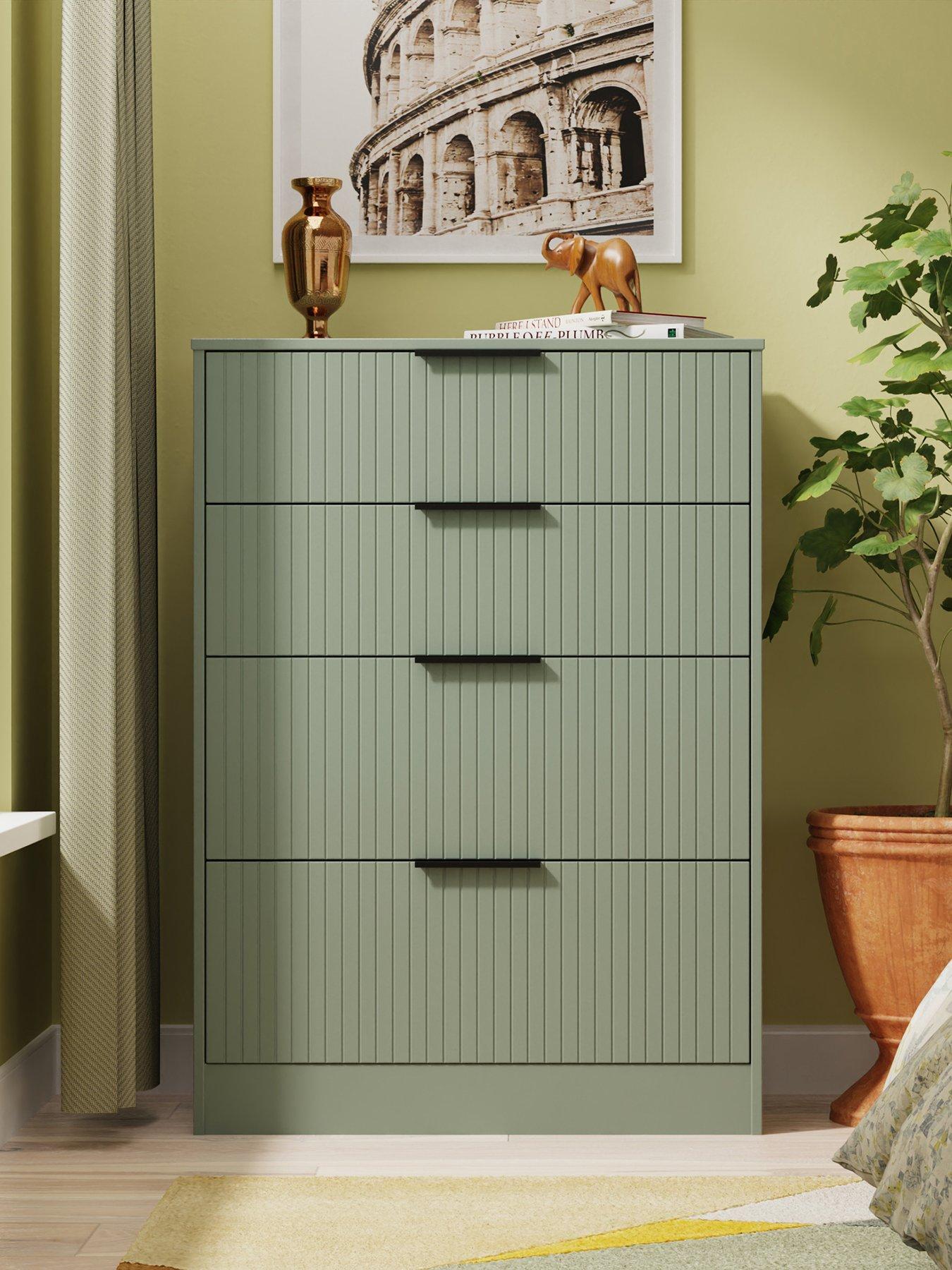 Swift Nevada Ready Assembled 4 Drawer Graduated Chest - Green thumbnail