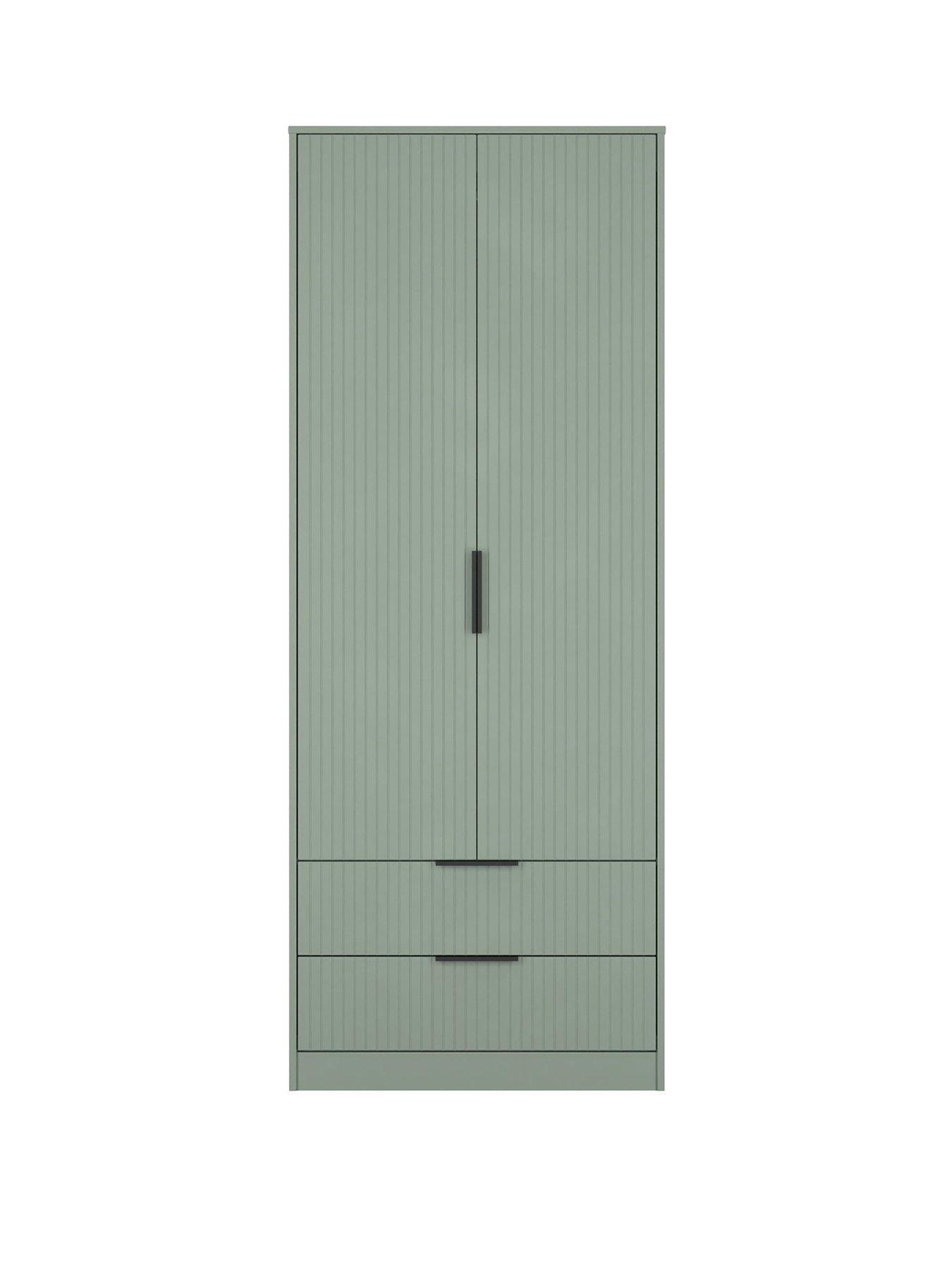 undefined Nevada Ready Assembled 2 Door, 2 Drawer Wardrobe - Green