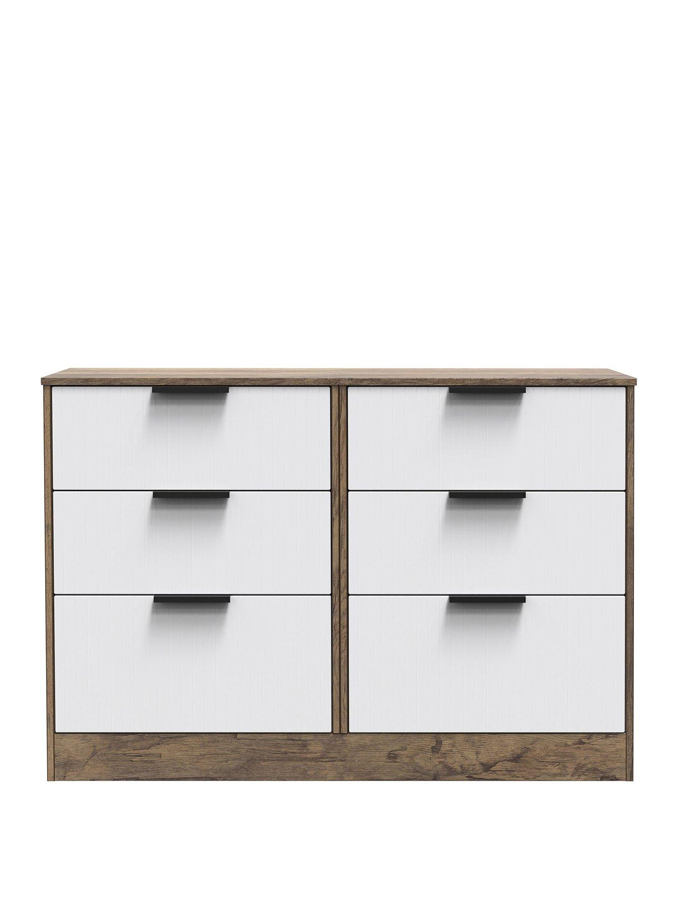 undefined Nevada Ready Assembled 6 Drawer Chest - White/Oak