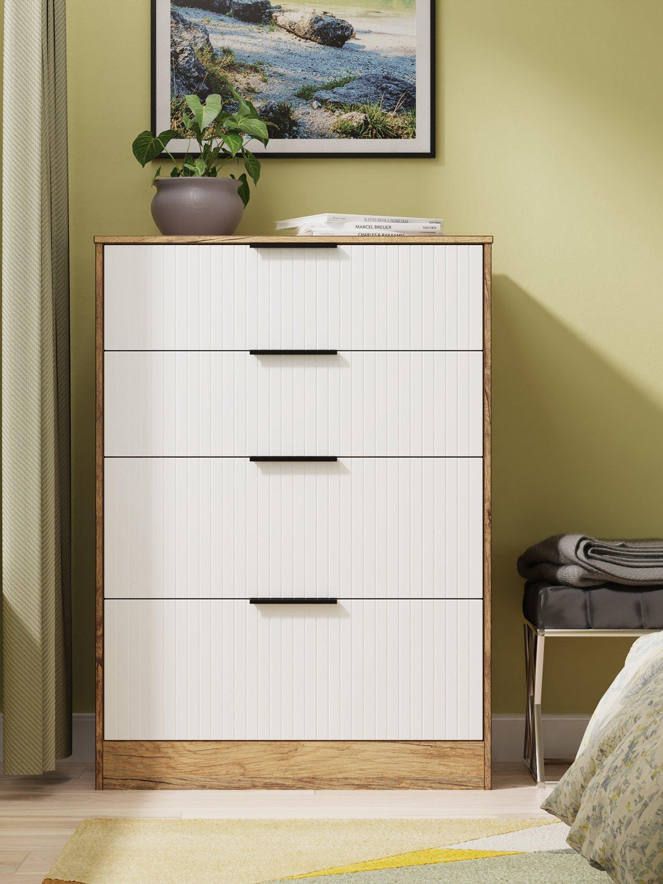 Swift Nevada Ready Assembled 4 Drawer Graduated Chest - White/Oak thumbnail