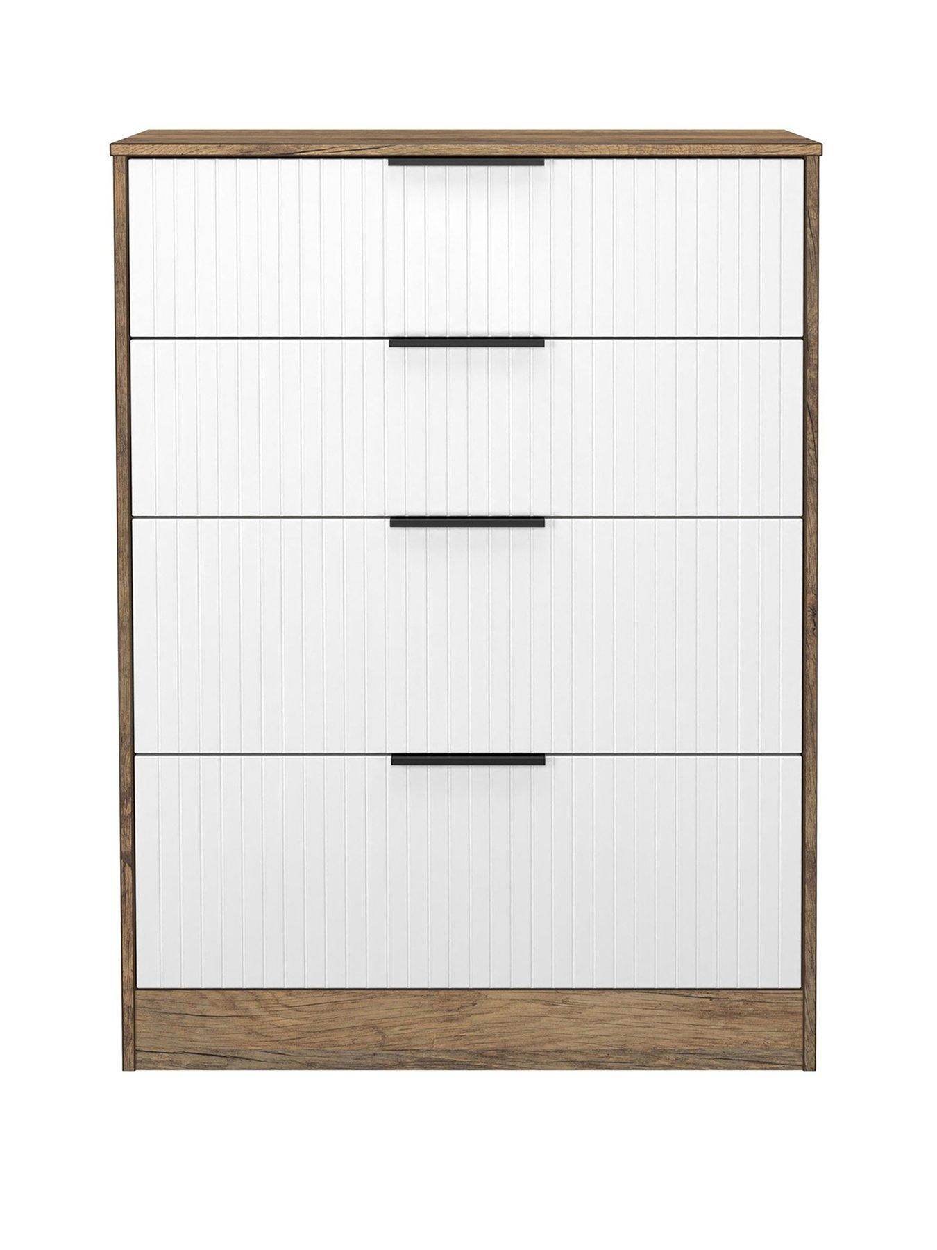 undefined Nevada Ready Assembled 4 Drawer Graduated Chest - White/Oak