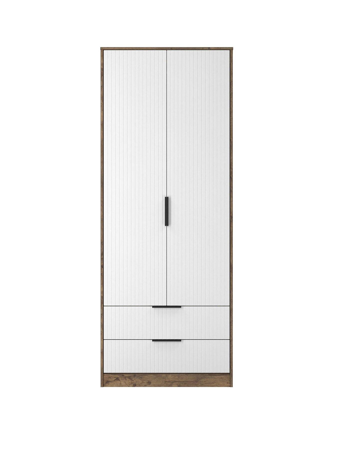 undefined Nevada Ready Assembled 2 Door, 2 Drawer Wardrobe - White/Oak